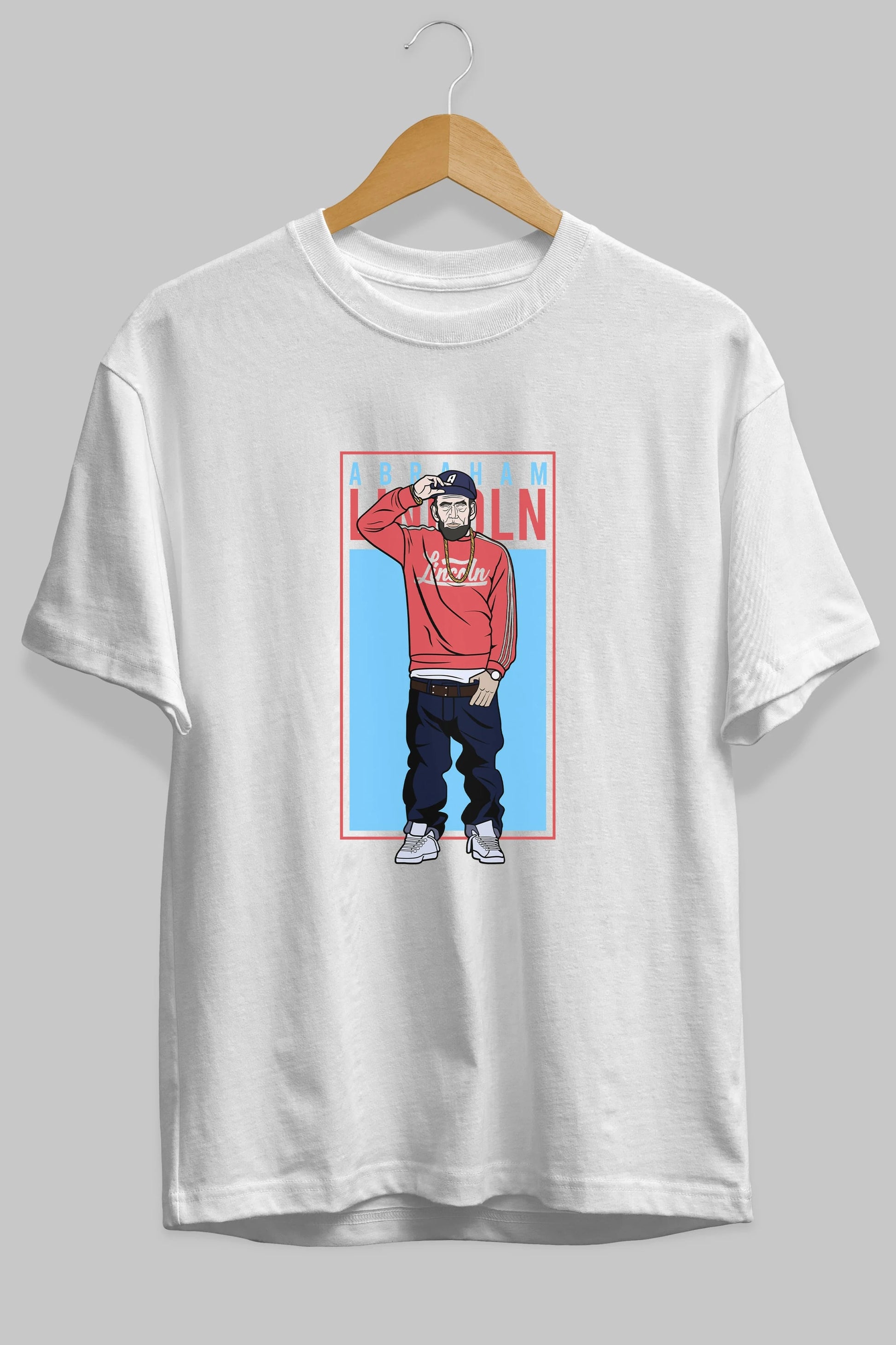 Abraham Lincoln Ön Baskılı Oversize t-shirt Erkek Kadın Unisex %100 Pamuk tişort