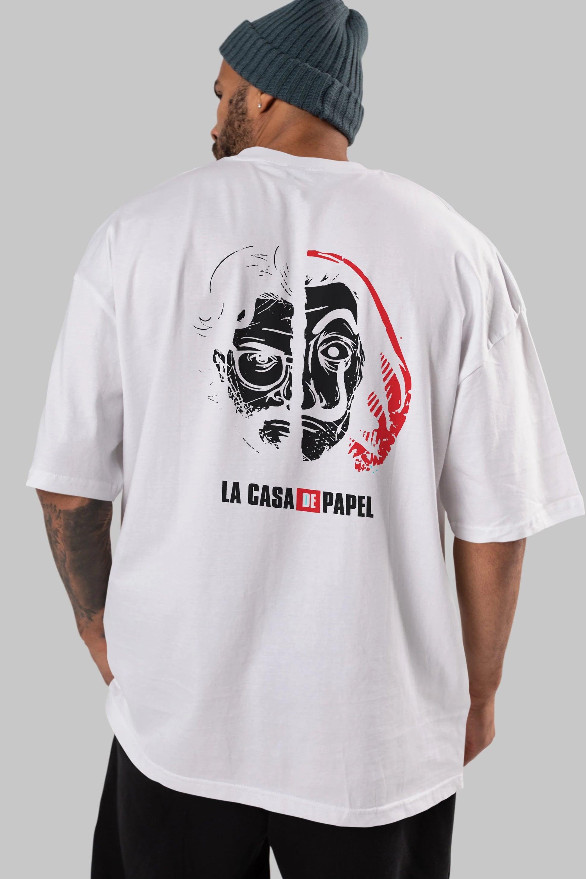 La Casa De Papel (9) Arka Baskılı Oversize t-shirt Erkek Kadın Unisex %100 Pamuk Bisiklet Yaka tişort