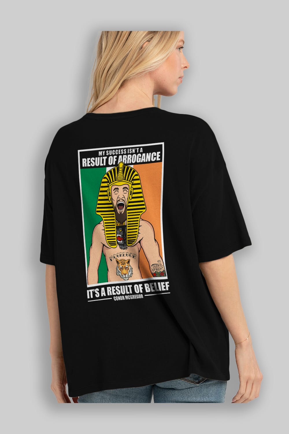 McGregor Pharaoh Arka Baskılı Oversize t-shirt Erkek Kadın Unisex %100 Pamuk tişort