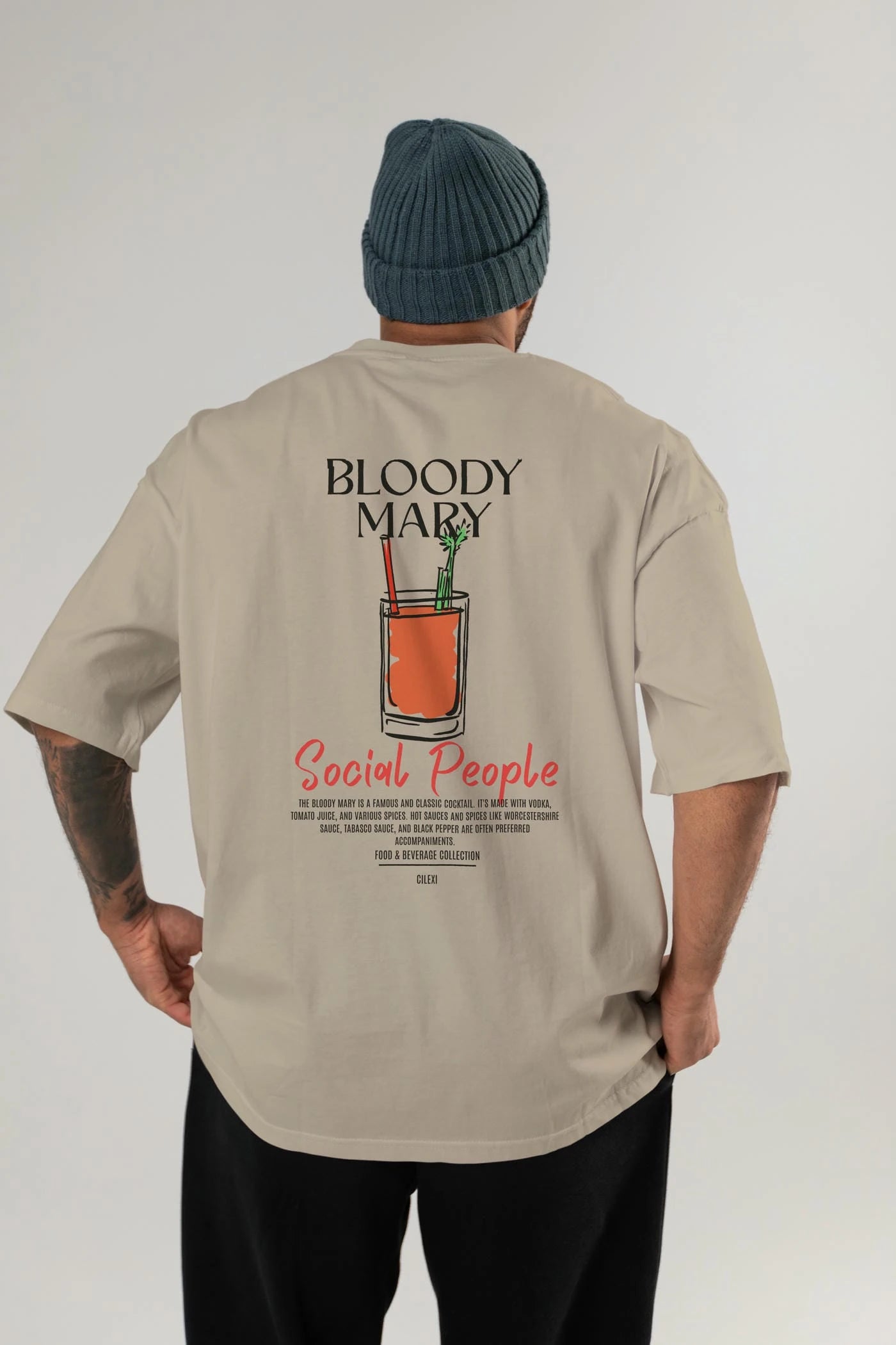 Bloody Mary Kokteyl Serisi Baskılı Oversize t-shirt Erkek Kadın Unisex %100 Pamuk Bisiklet Yaka tişort