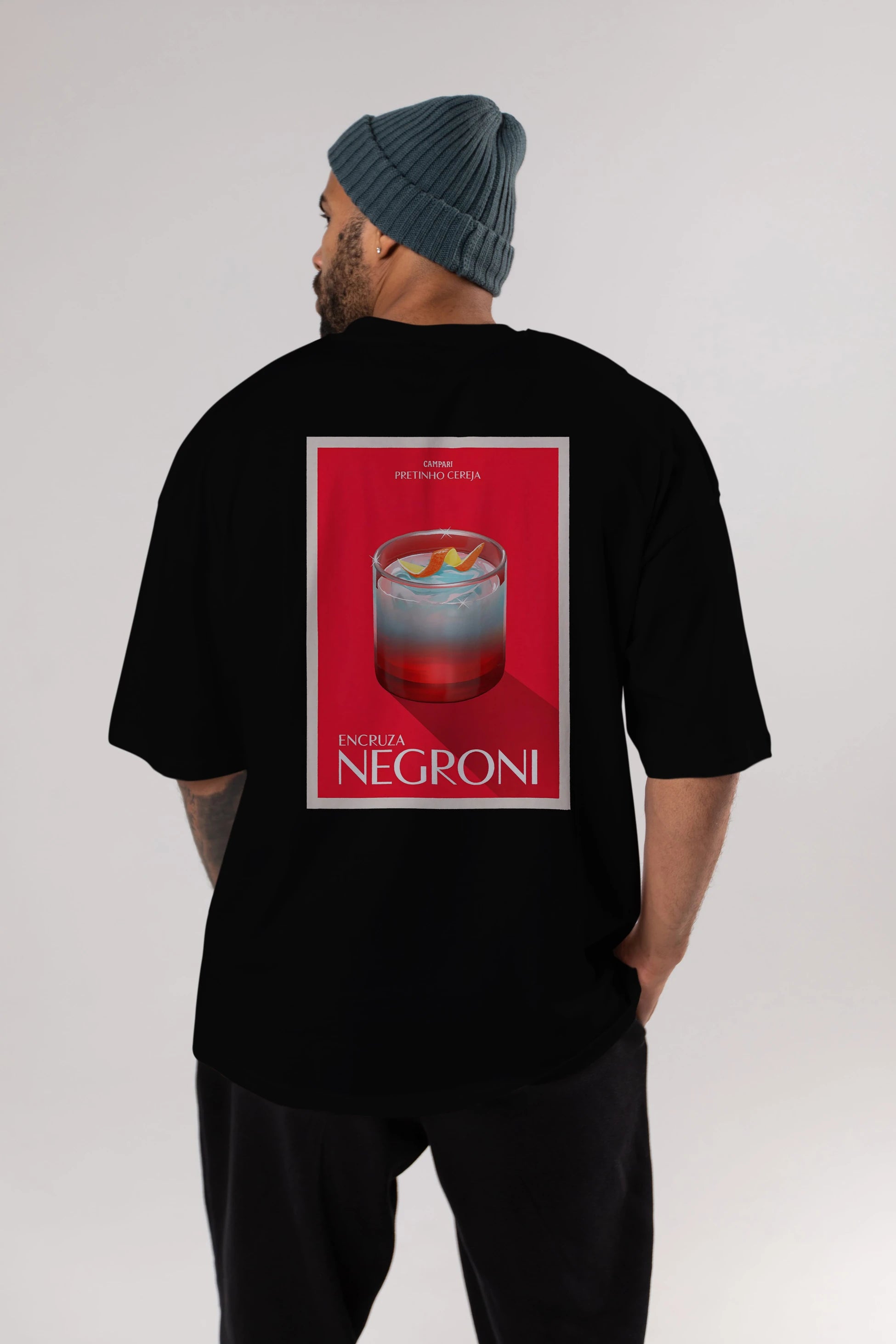 Encruza Negroni Arka Baskılı Oversize t-shirt Erkek Kadın Unisex %100 Pamuk Bisiklet Yaka tişort