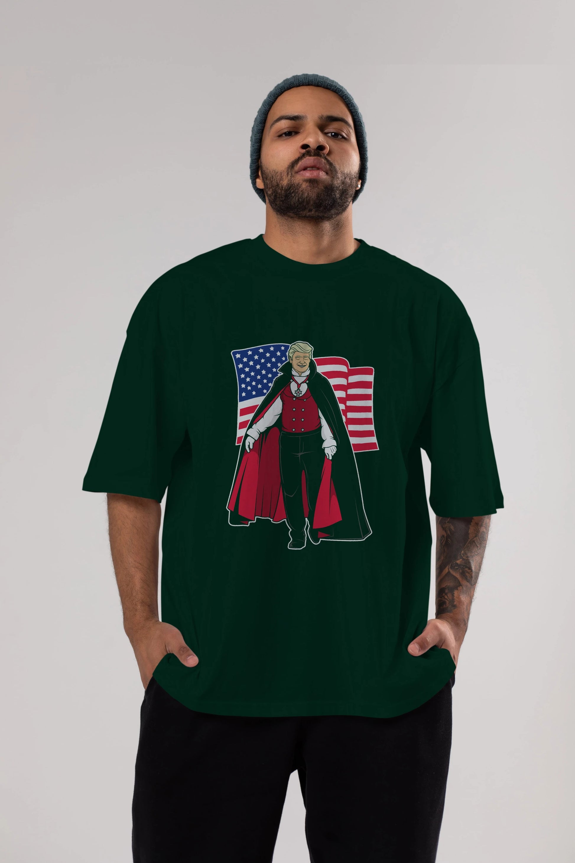 Trump Dracula Ön Baskılı Oversize t-shirt Erkek Kadın Unisex %100 Pamuk tişort