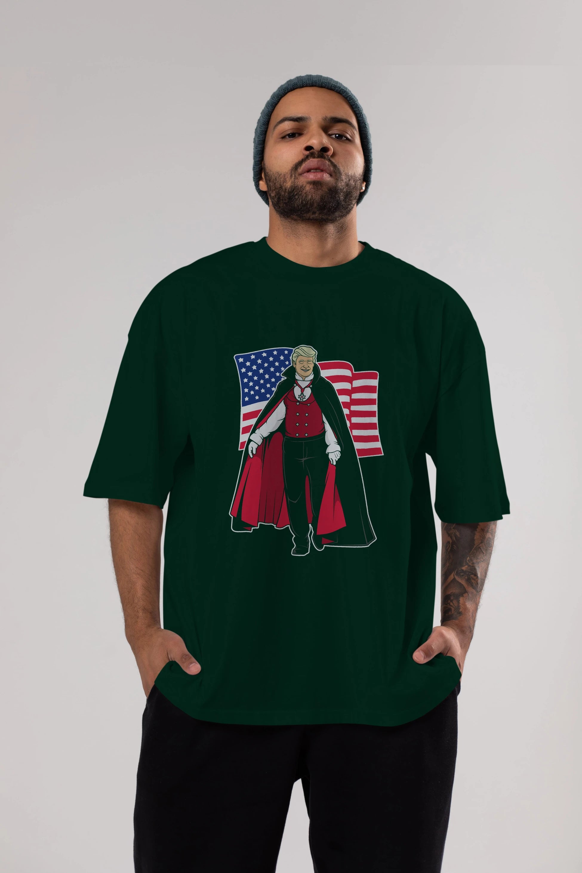 Trump Dracula Ön Baskılı Oversize t-shirt Erkek Kadın Unisex %100 Pamuk tişort