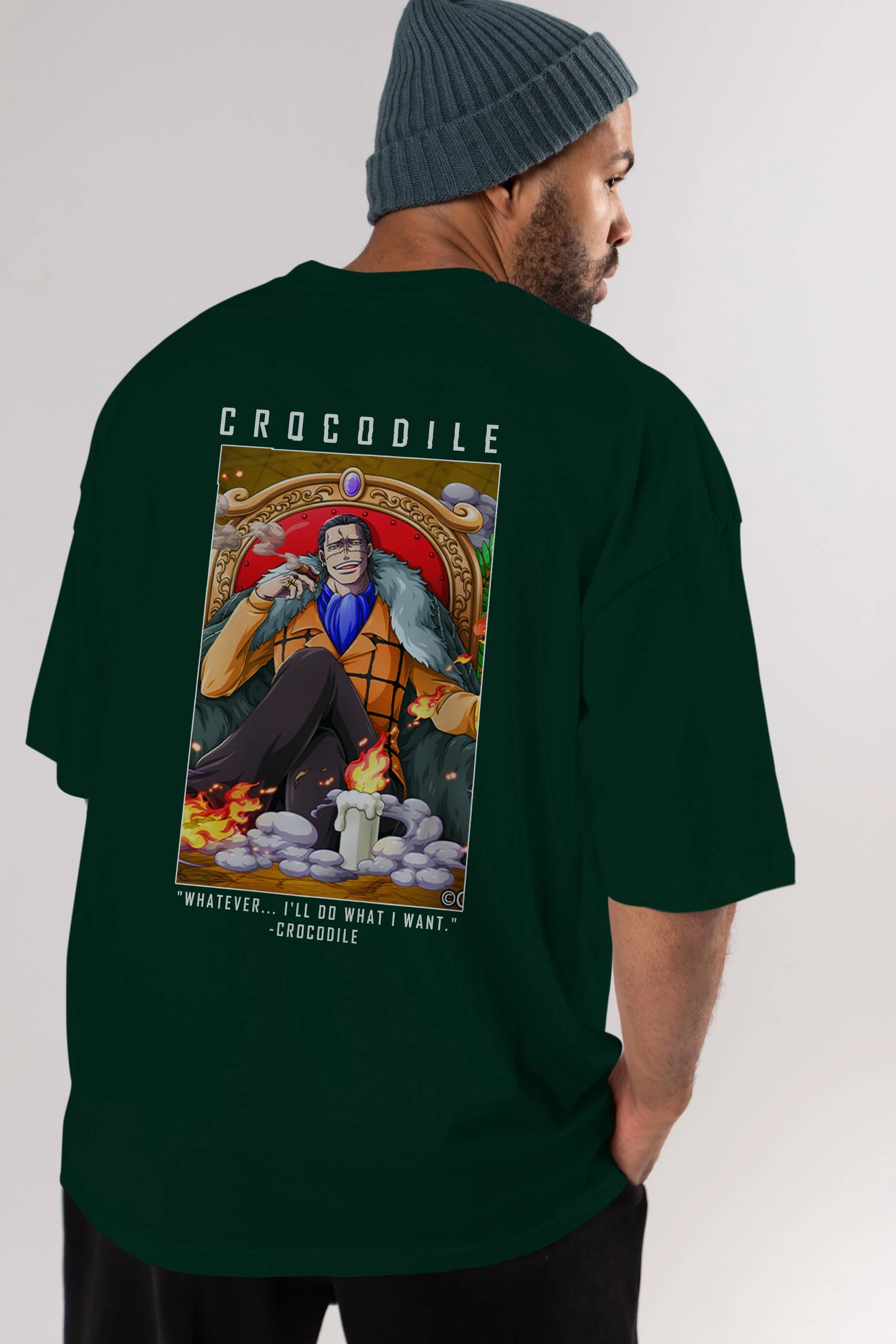 Crocodile Anime Arka Baskılı Oversize t-shirt Erkek Kadın Unisex %100 pamuk tişort