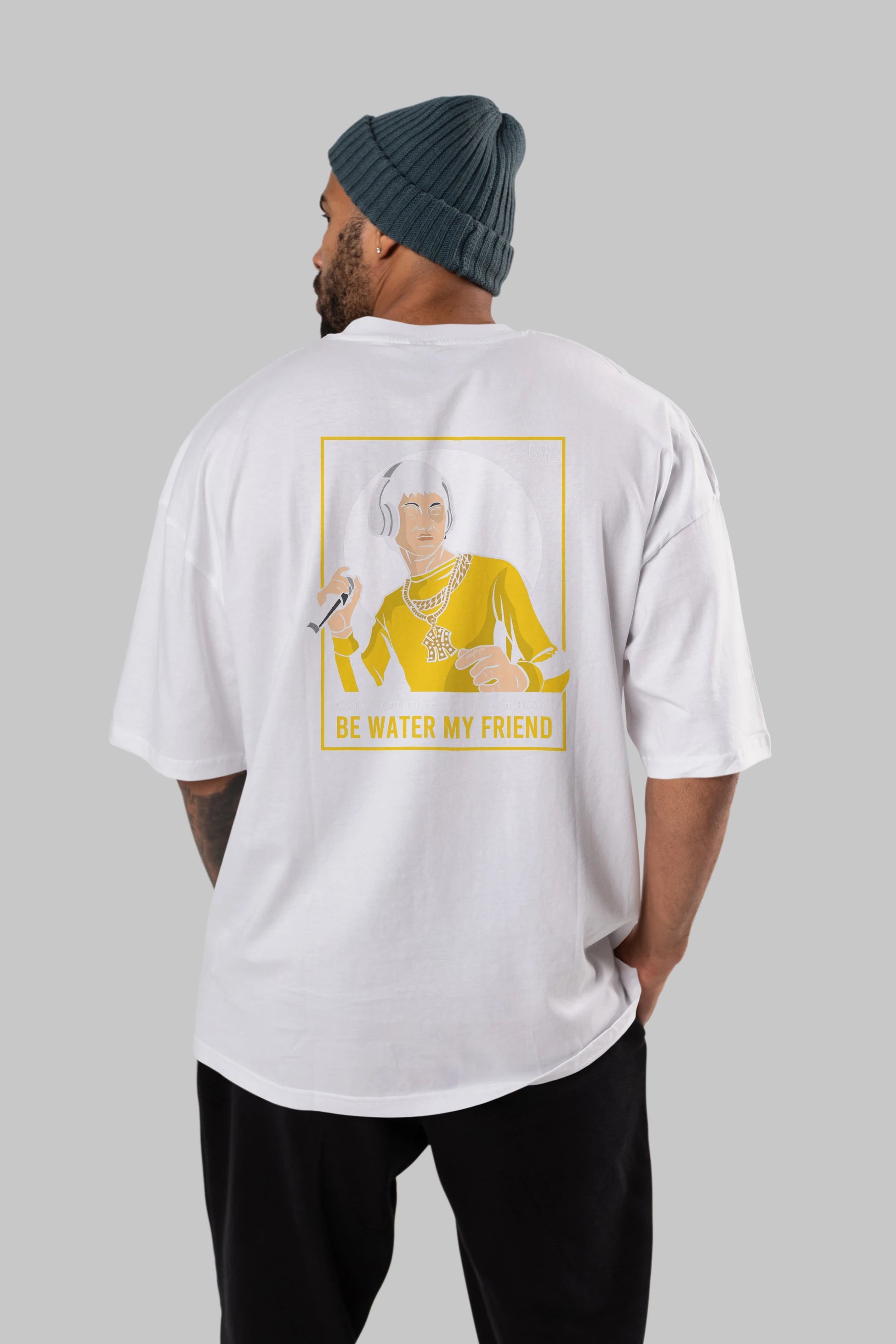 Bruce Lee Rapper Arka Baskılı Oversize t-shirt Erkek Kadın Unisex %100 Pamuk tişort