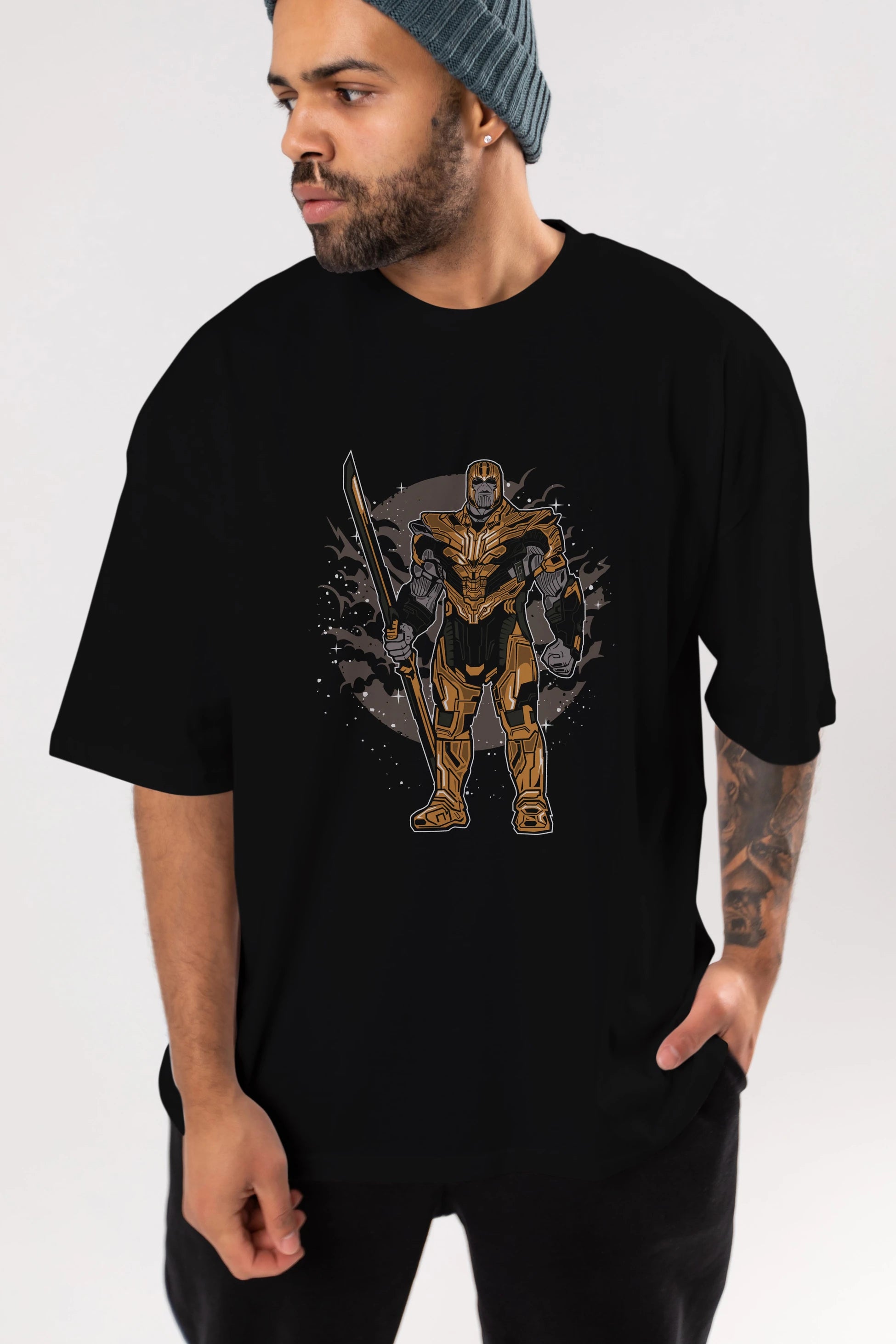 Thanos Ön Baskılı Oversize t-shirt Erkek Kadın Unisex %100 Pamuk tişort
