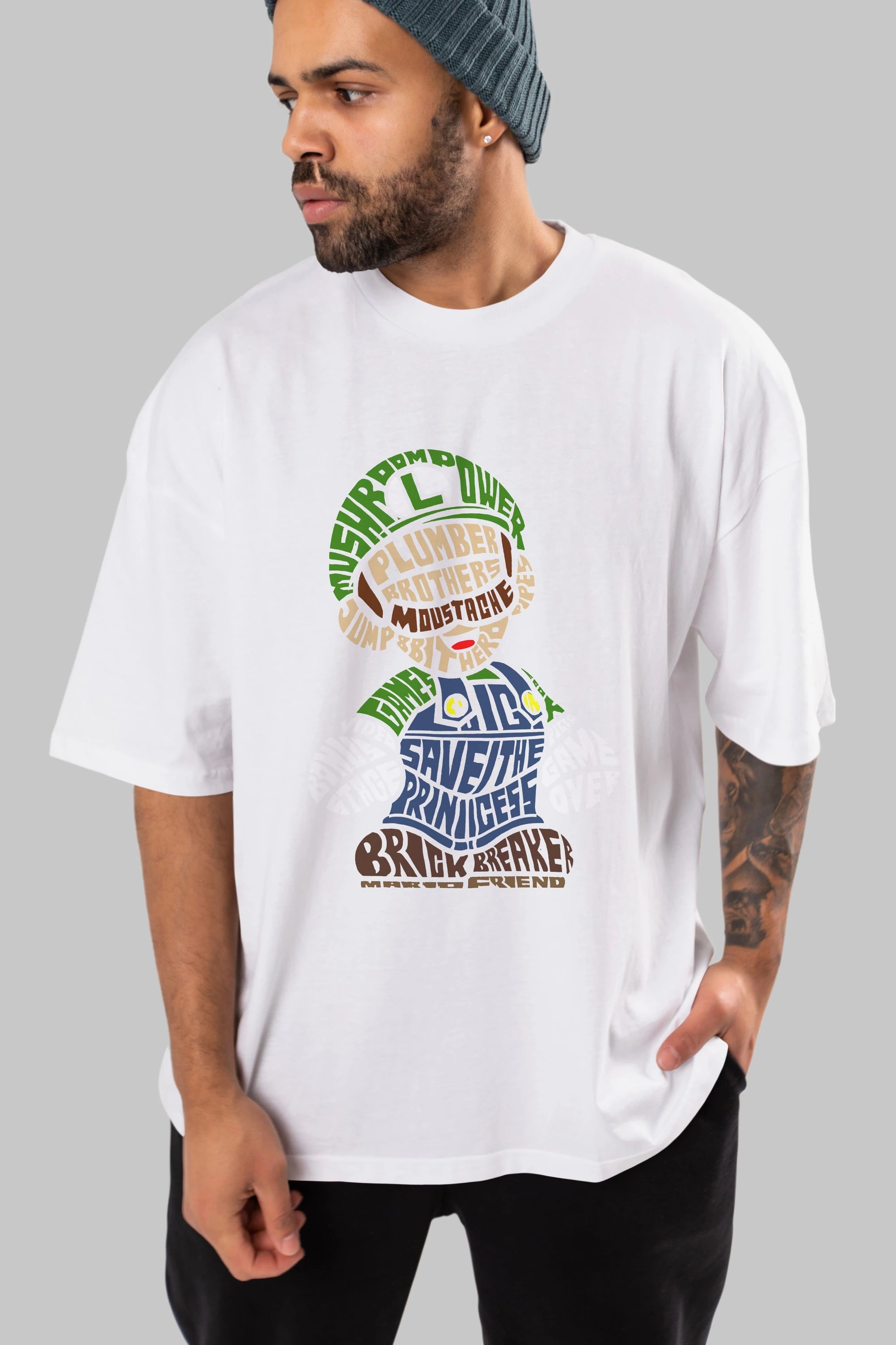 Plumber Brothers Ön Baskılı Oversize t-shirt %100 pamuk Erkek Kadın Unisex