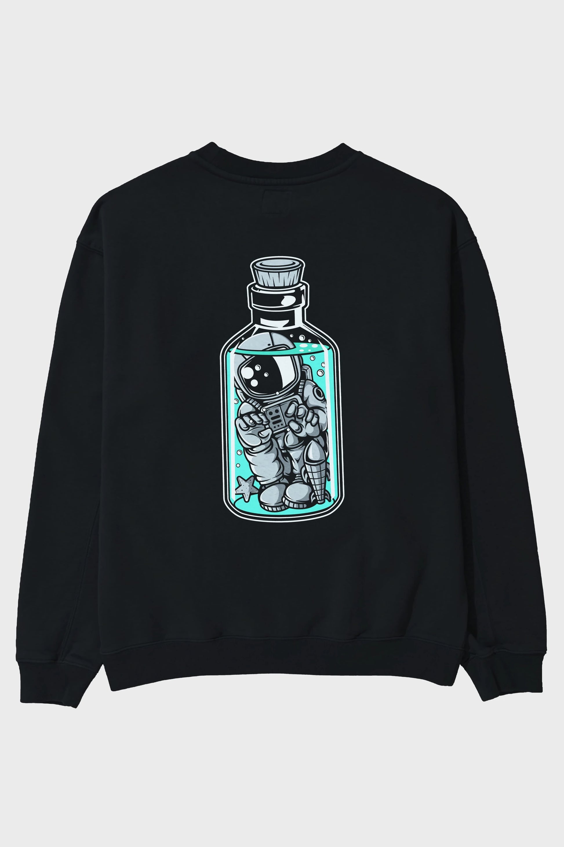Astronaut in The Bottle Arka Baskılı Oversize Sweatshirt Erkek Kadın Unisex