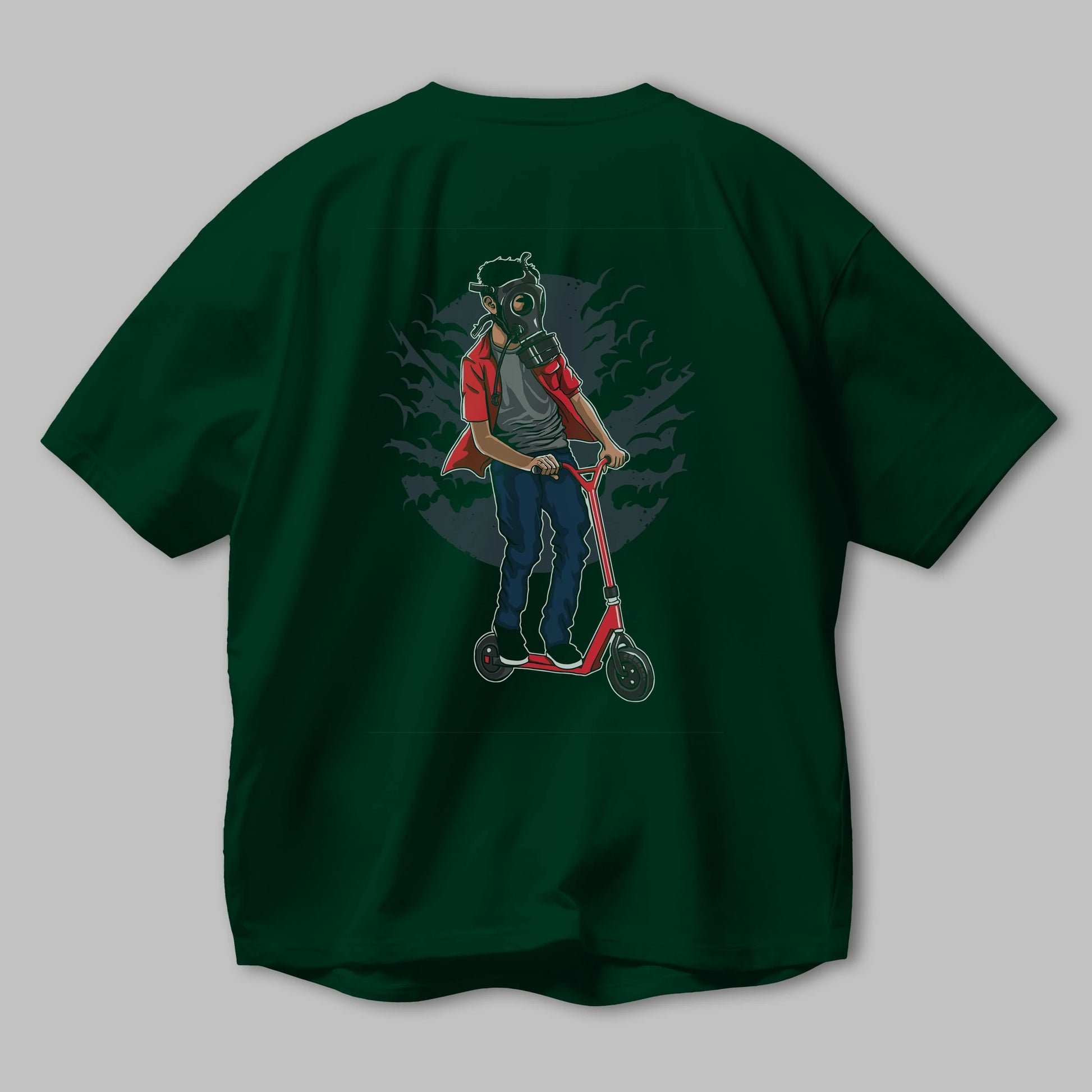 Gasmask Rider Arka Baskılı Oversize t-shirt Erkek Kadın Unisex %100 Pamuk
