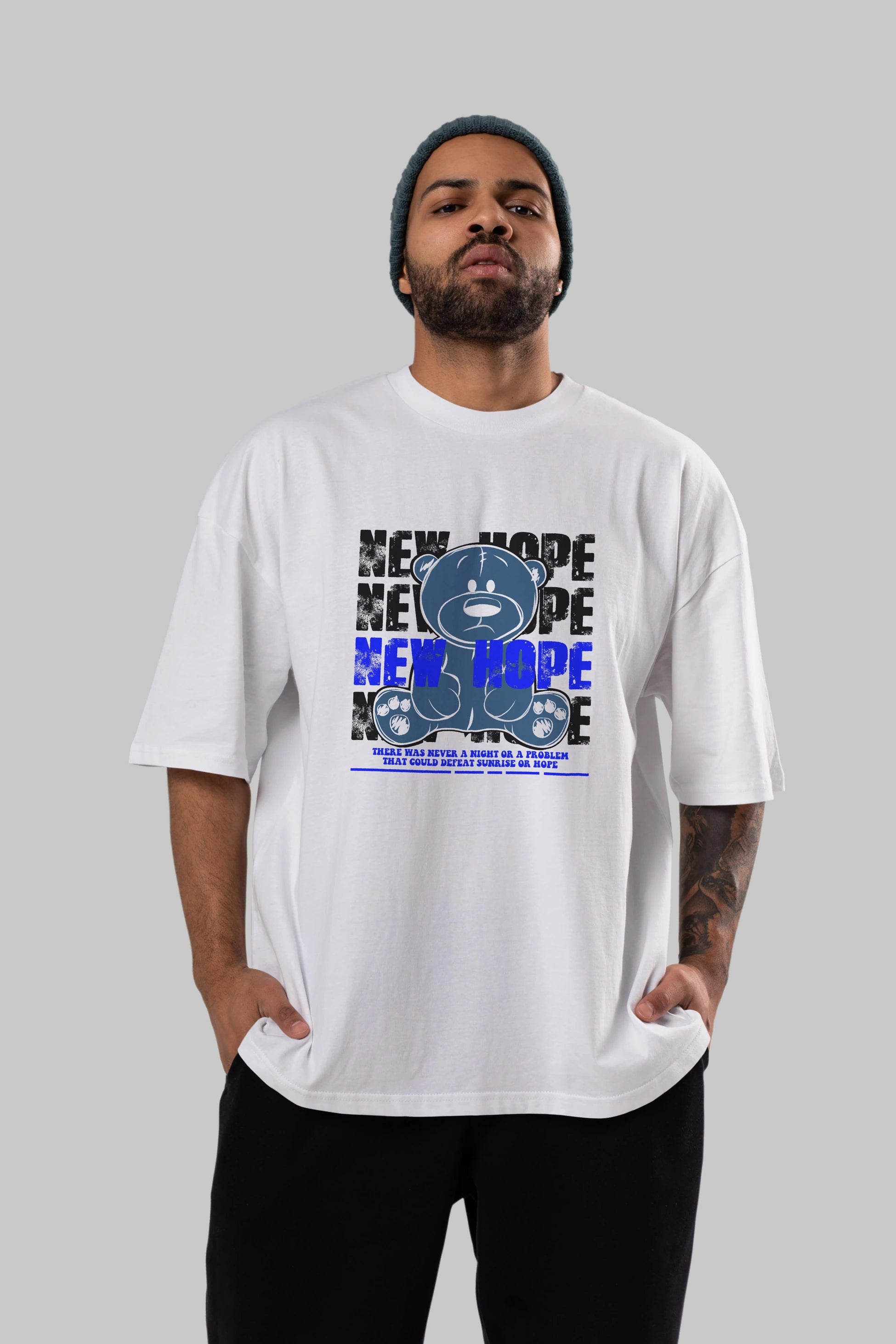 Teddy Bear New Hope Ön Baskılı Oversize t-shirt Erkek Kadın Unisex