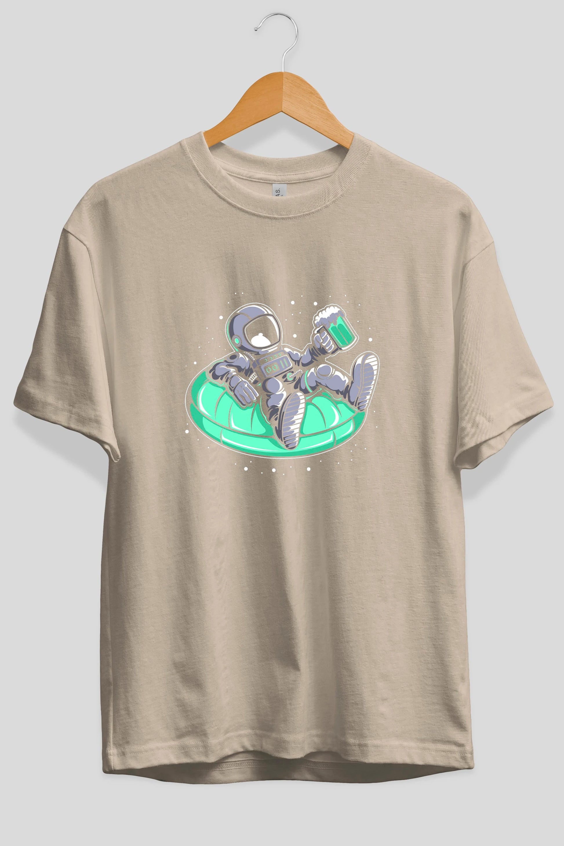 Astronaut Pool Float Ön Baskılı Oversize t-shirt Erkek Kadın Unisex