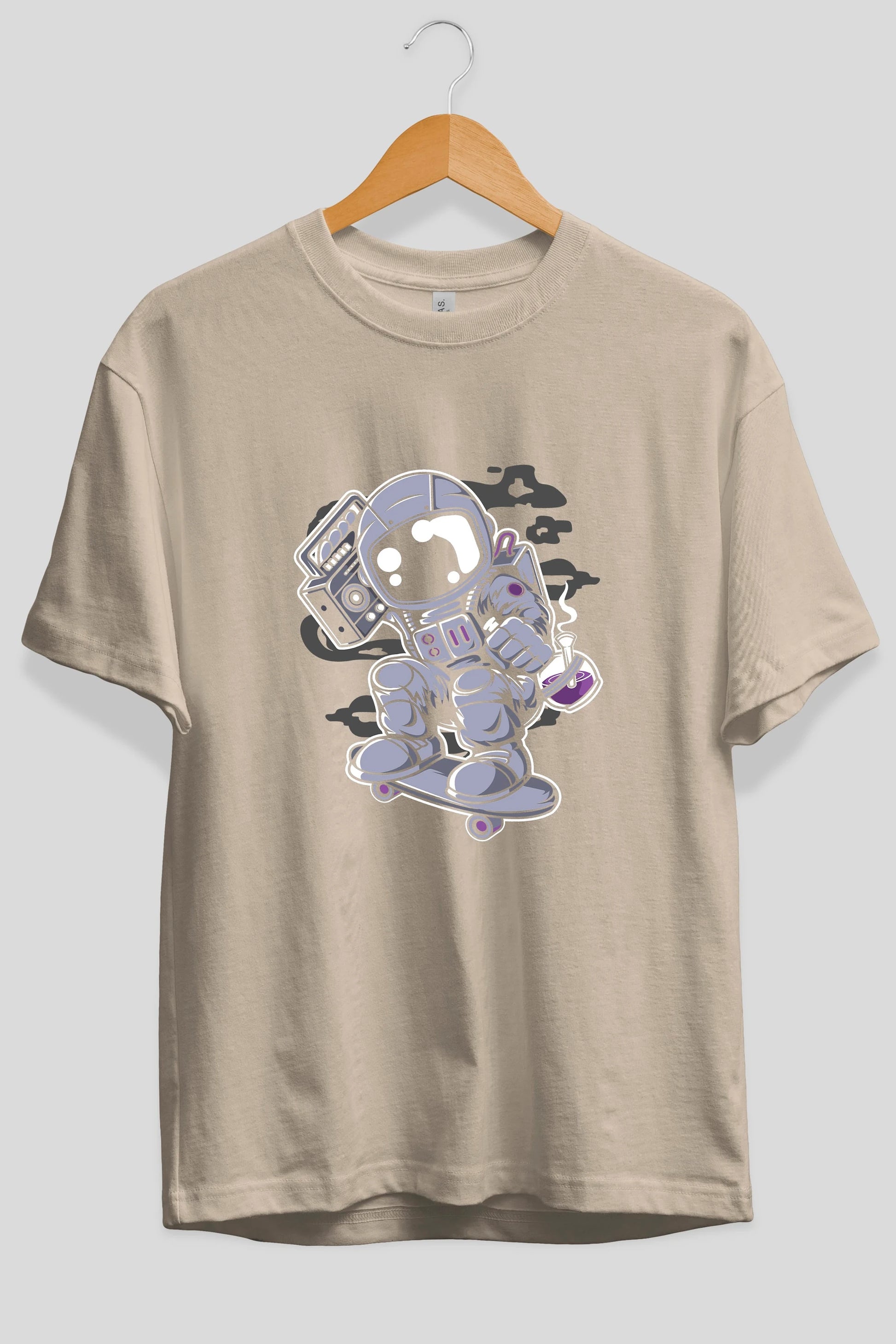 Astroanut Skater Boombox Ön Baskılı Oversize t-shirt Erkek Kadın Unisex
