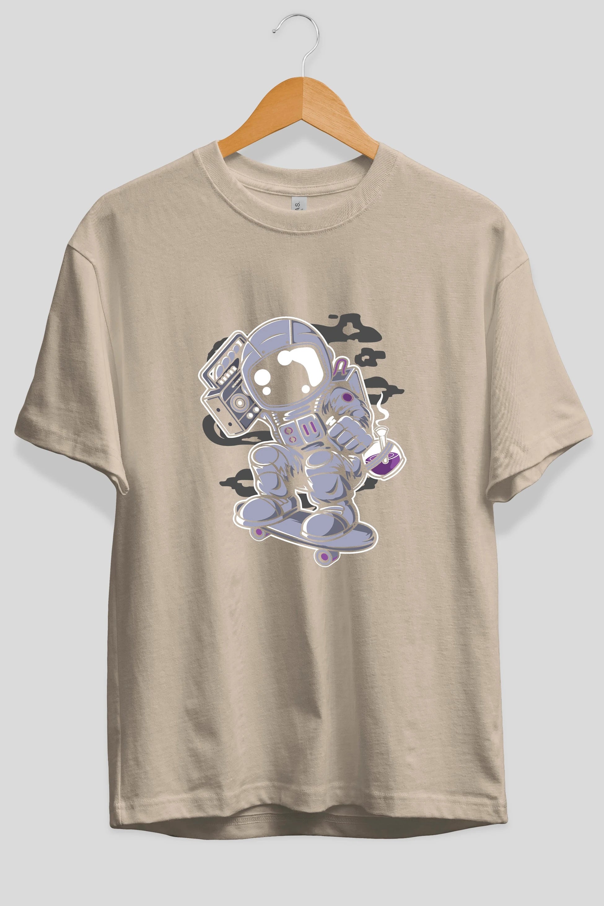 Astroanut Skater Boombox Ön Baskılı Oversize t-shirt Erkek Kadın Unisex