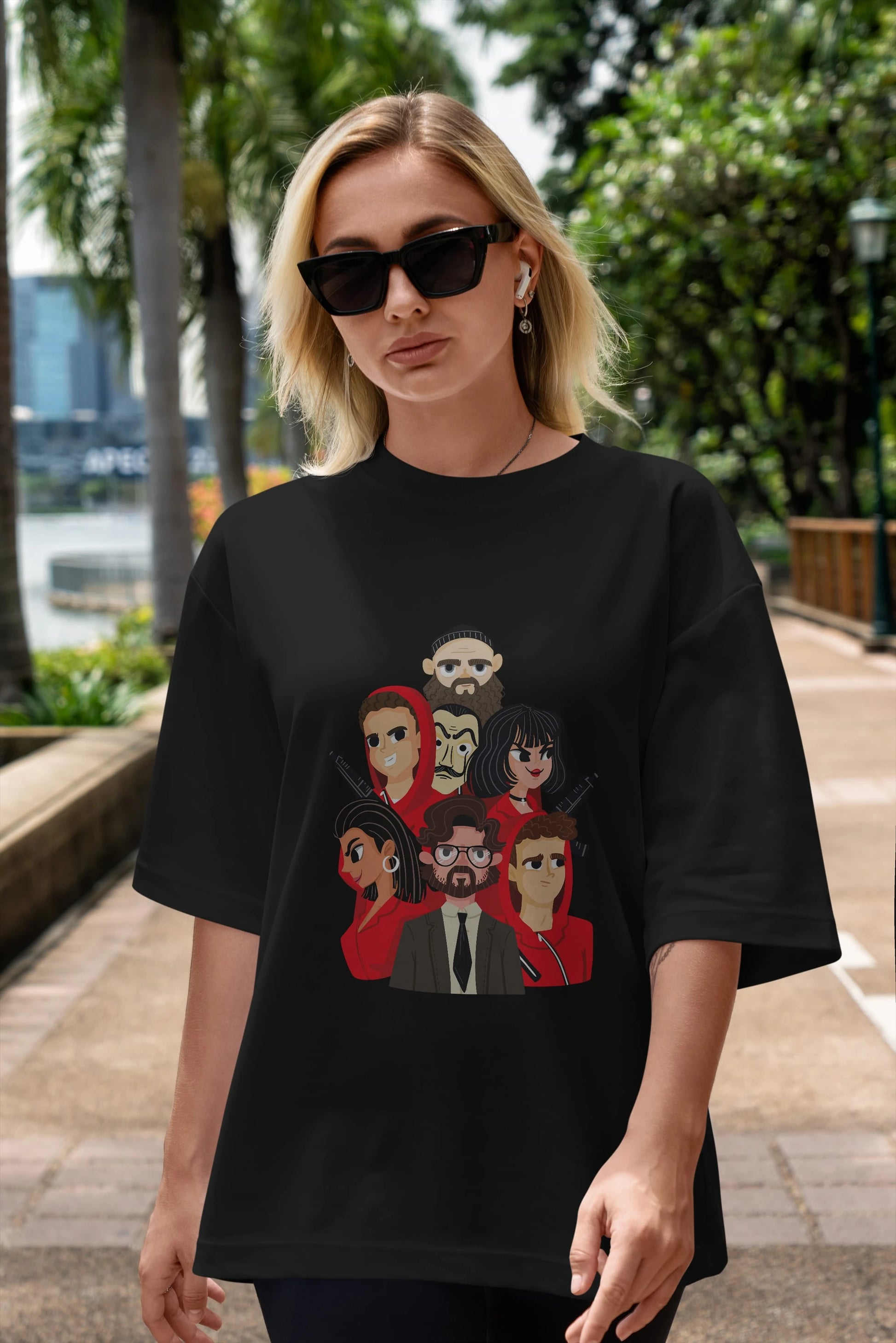 La Casa De Papel (13) Ön Baskılı Oversize t-shirt Erkek Kadın Unisex %100 Pamuk Bisiklet Yaka tişort