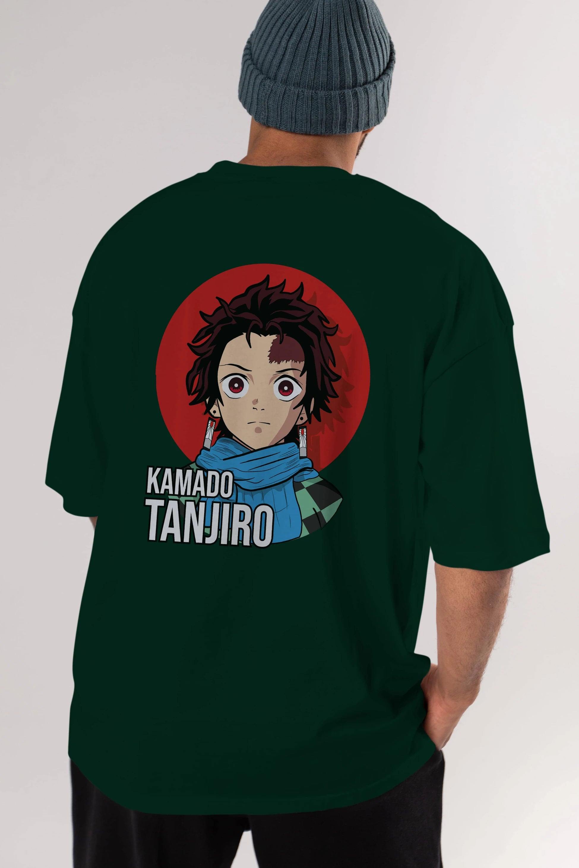TANJIRO KAMADO Anime Arka Baskılı Oversize t-shirt Erkek Kadın Unisex