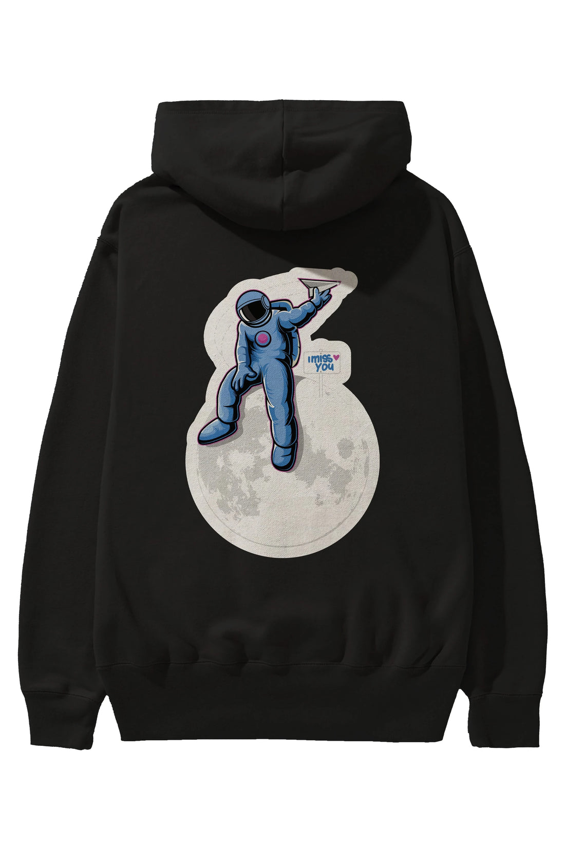 Astro Missing Earth Sticker Arka Baskılı Hoodie Oversize Kapüşonlu Sweatshirt Erkek Kadın Unisex