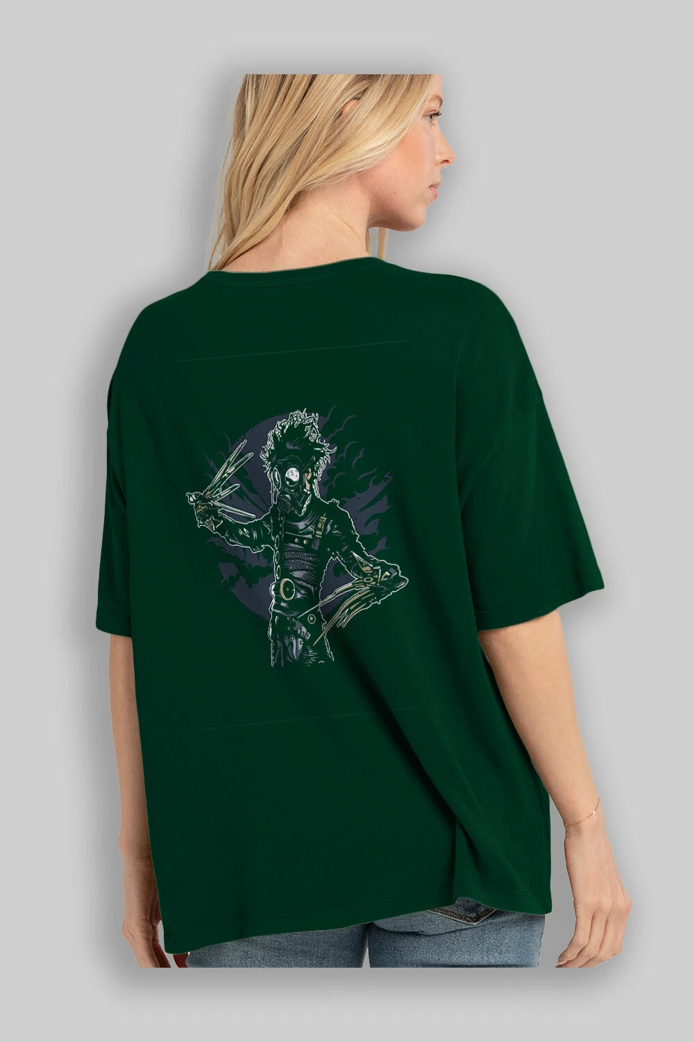 Gas Mask Scissors Arka Baskılı Oversize t-shirt Erkek Kadın Unisex %100 Pamuk