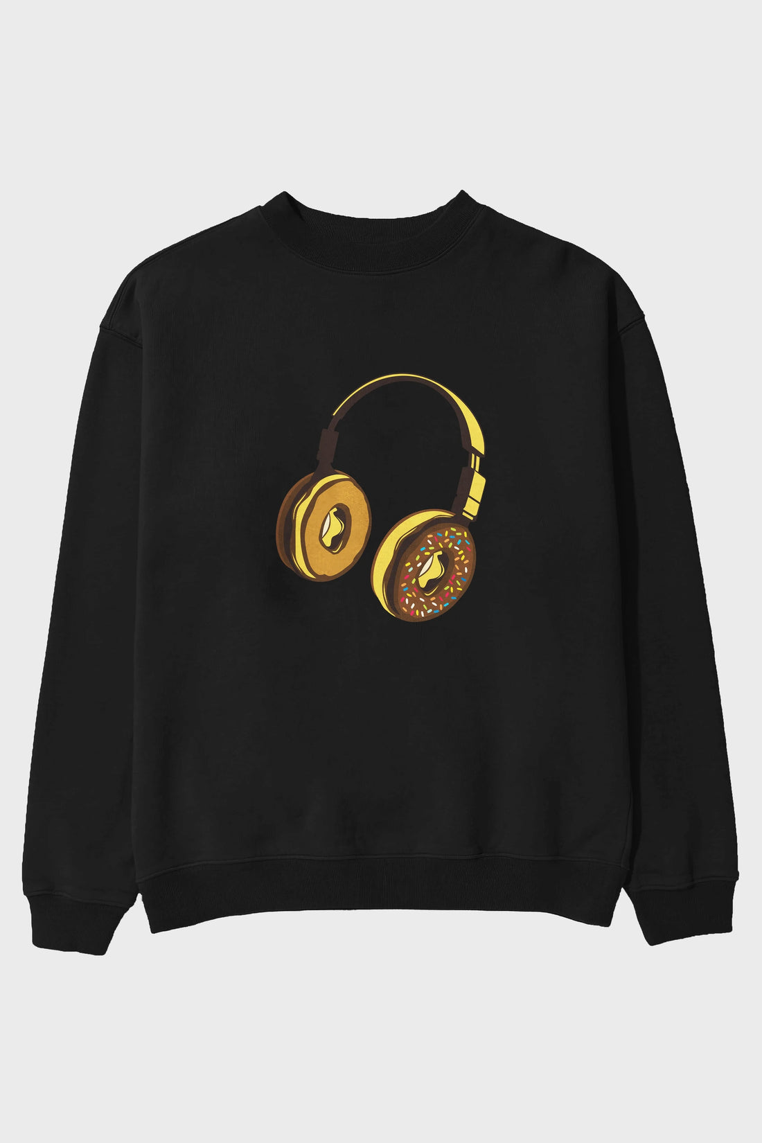 Headphone Donut Ön Baskılı Oversize Sweatshirt Erkek Kadın Unisex