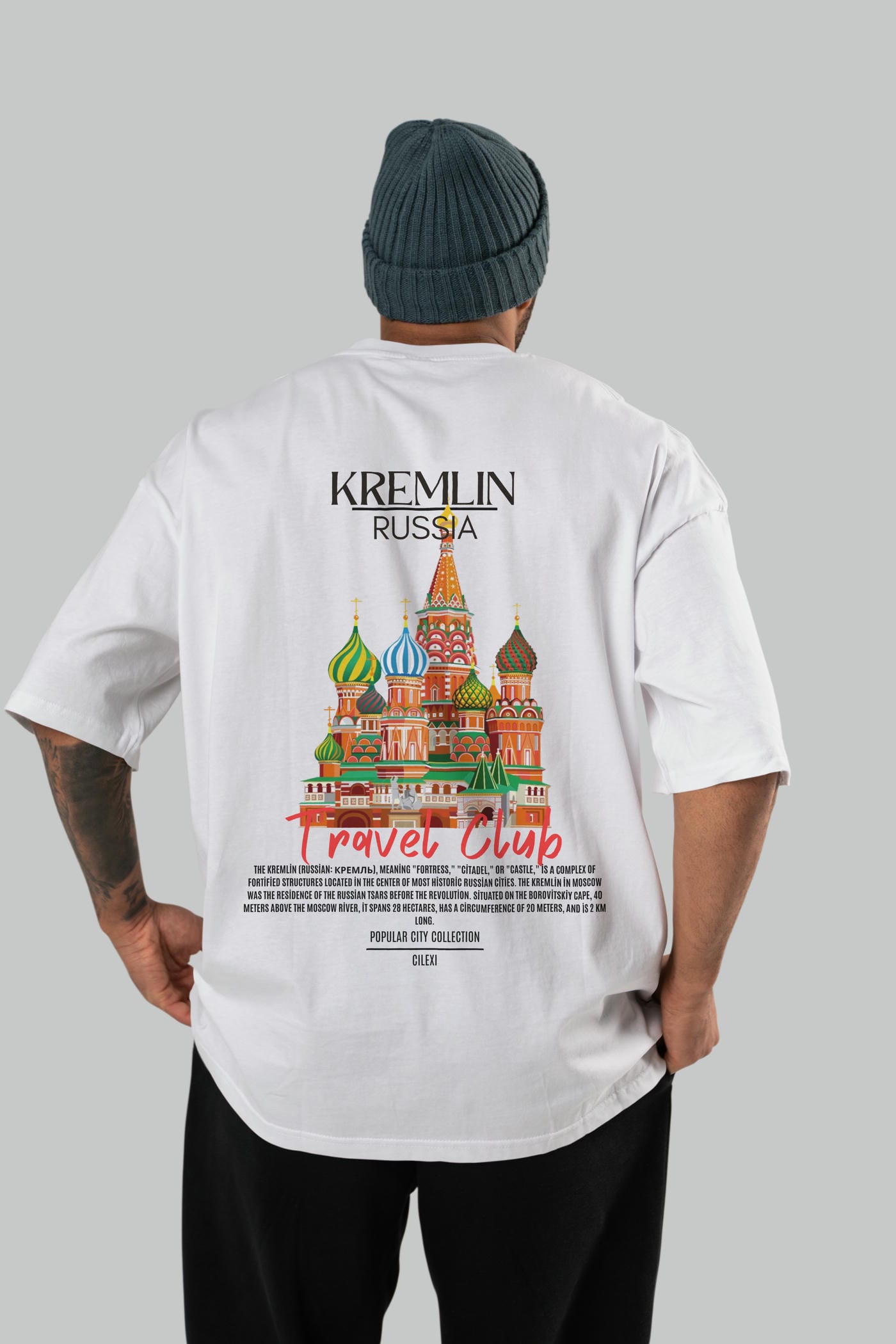 Kremlin Russia Arka Baskılı Oversize t-shirt Erkek Kadın Pamuk Bisiklet Yaka tişort