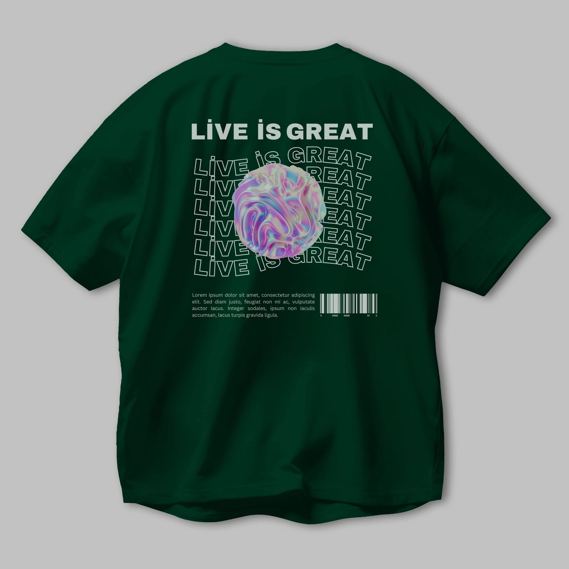 Live is Great Yazılı Arka Baskılı Oversize t-shirt Erkek Kadın Unisex