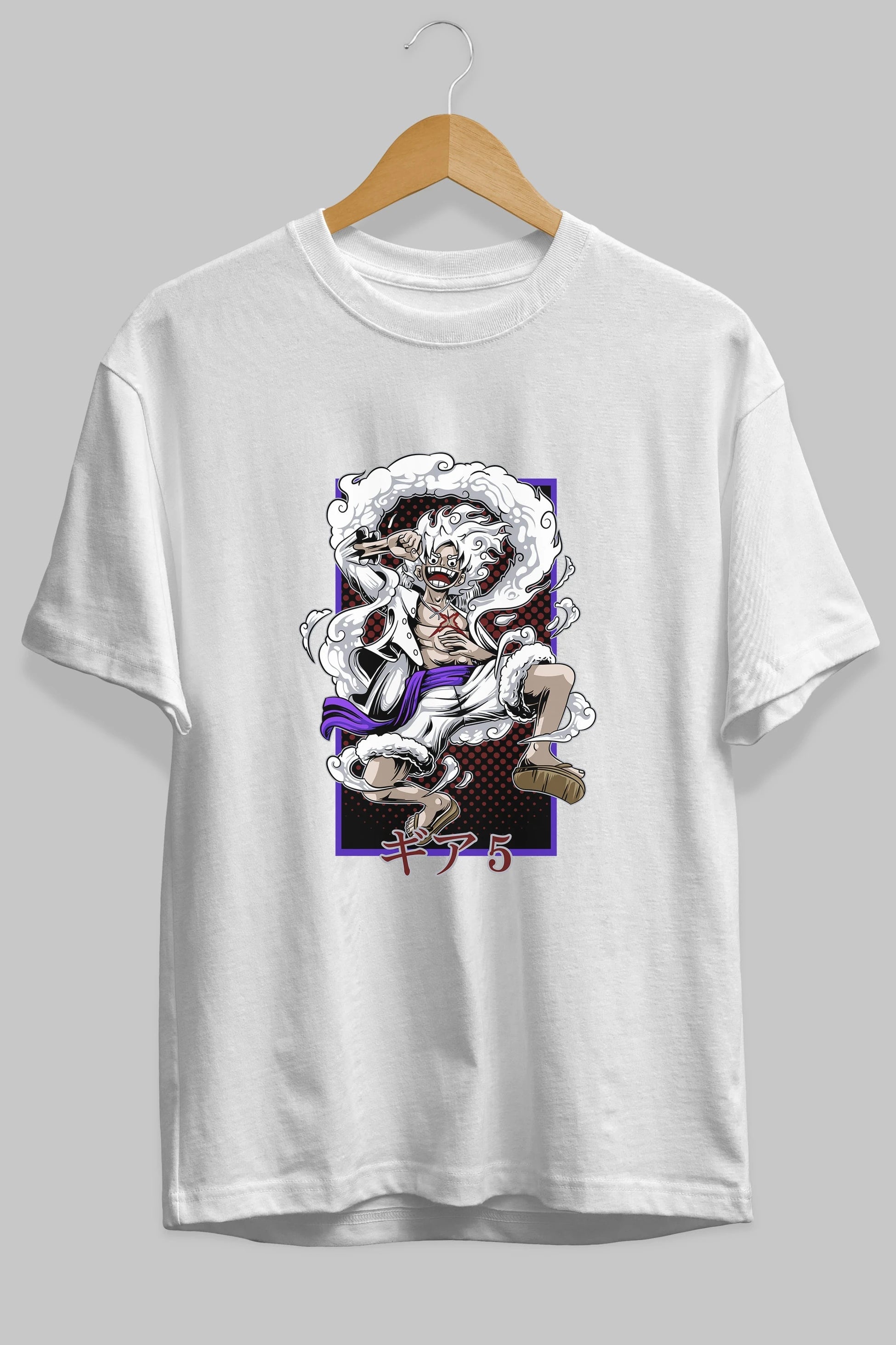 LUFFY GEAR 5 RECUADRO Anime Ön Baskılı Oversize t-shirt %100 pamuk Erkek Kadın Unisex