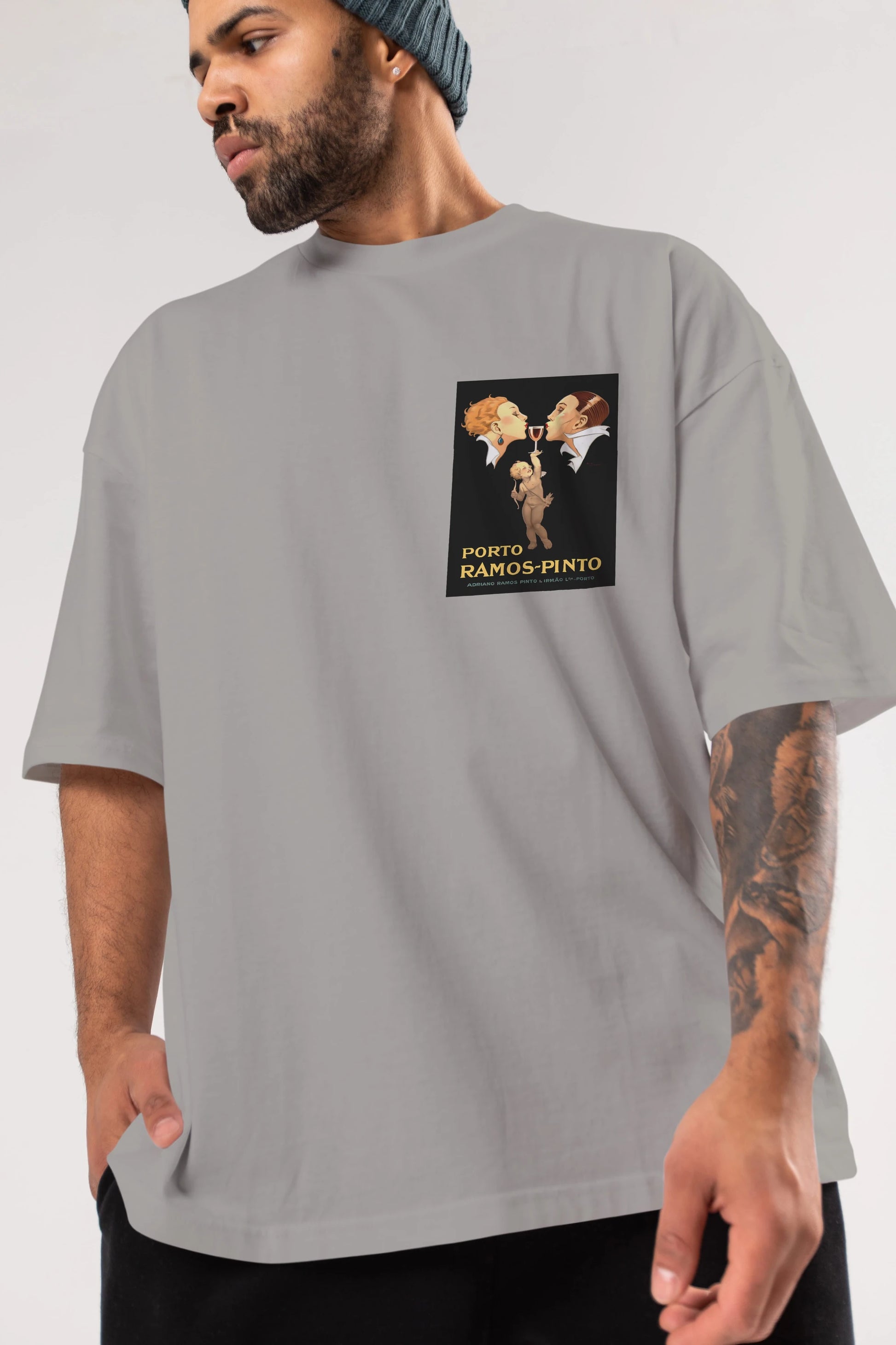 Porto Ramos Pinto Ön Sol Baskılı Oversize t-shirt Erkek Kadın Unisex %100 Pamuk Bisiklet Yaka tişort