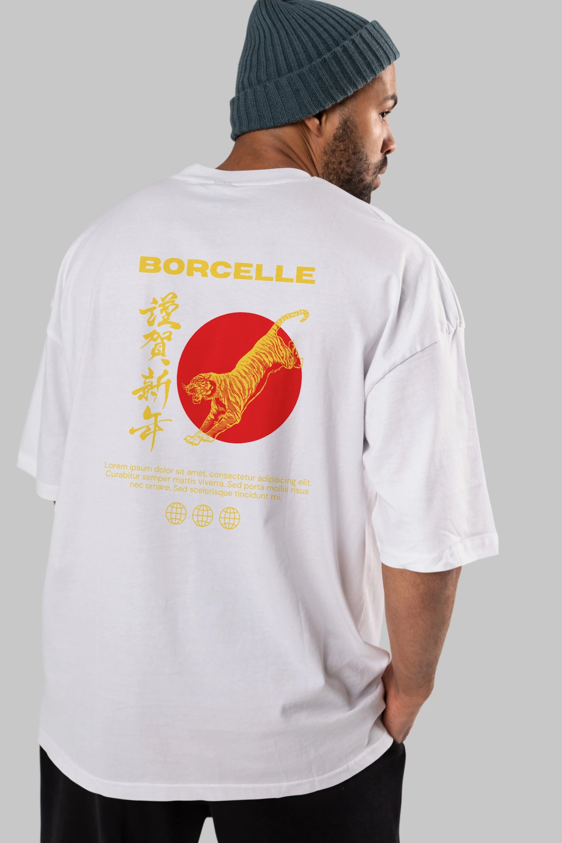 Borcelle Tiger Streetwear Arka Baskılı Oversize t-shirt Erkek Kadın Unisex
