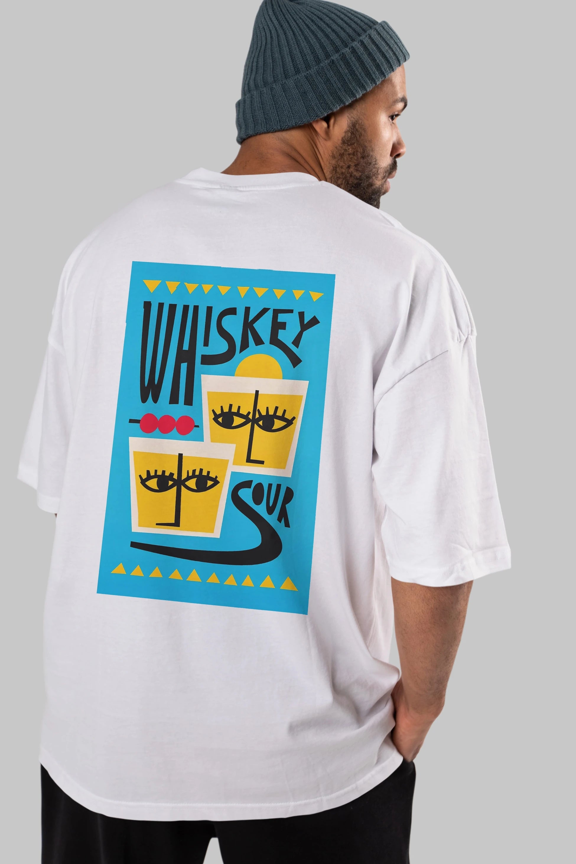 Whiskey Sour 2 Arka Baskılı Oversize t-shirt Erkek Kadın Unisex %100 Pamuk Bisiklet Yaka tişort