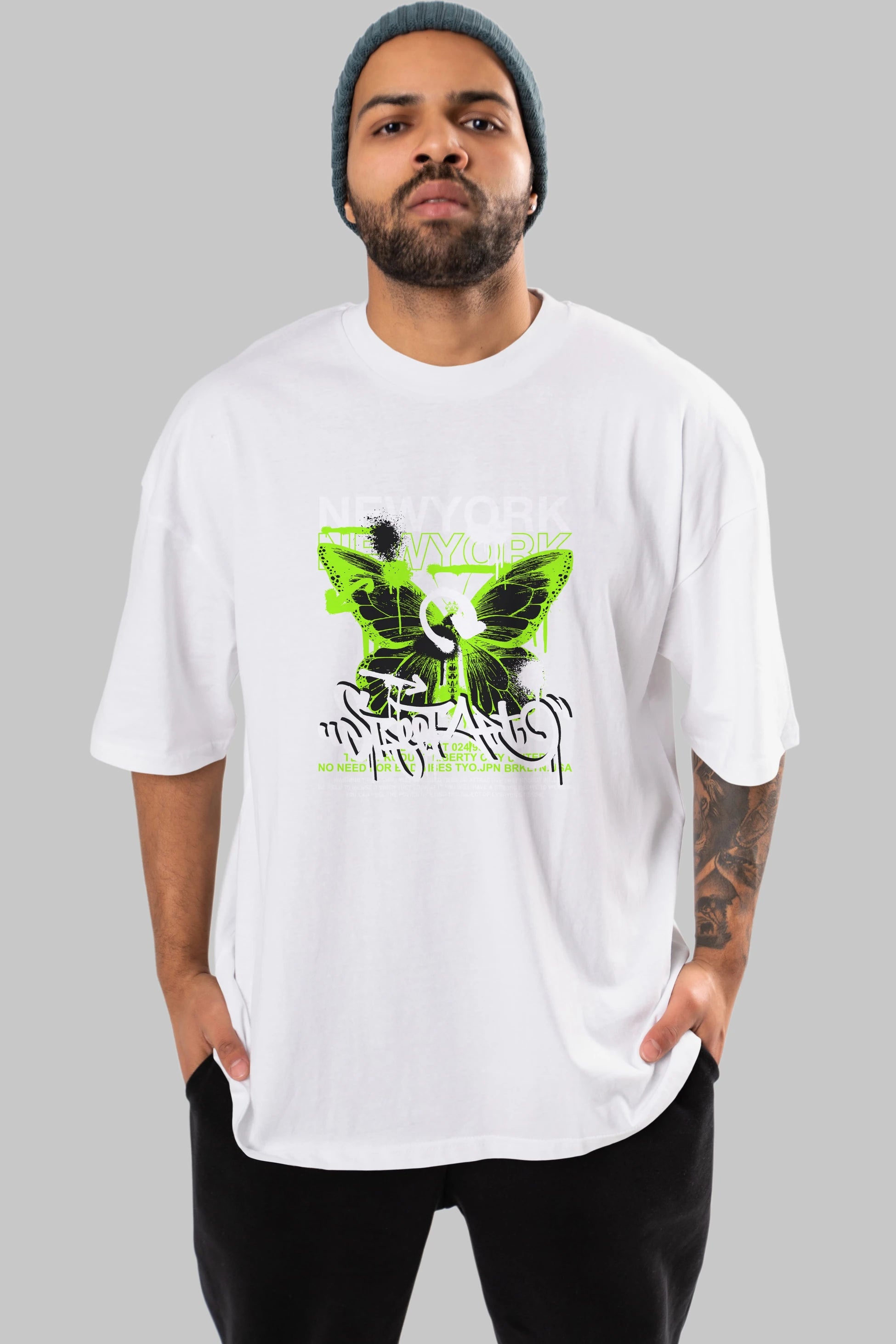 New York Street Style Ön Baskılı Oversize t-shirt Erkek Kadın Unisex