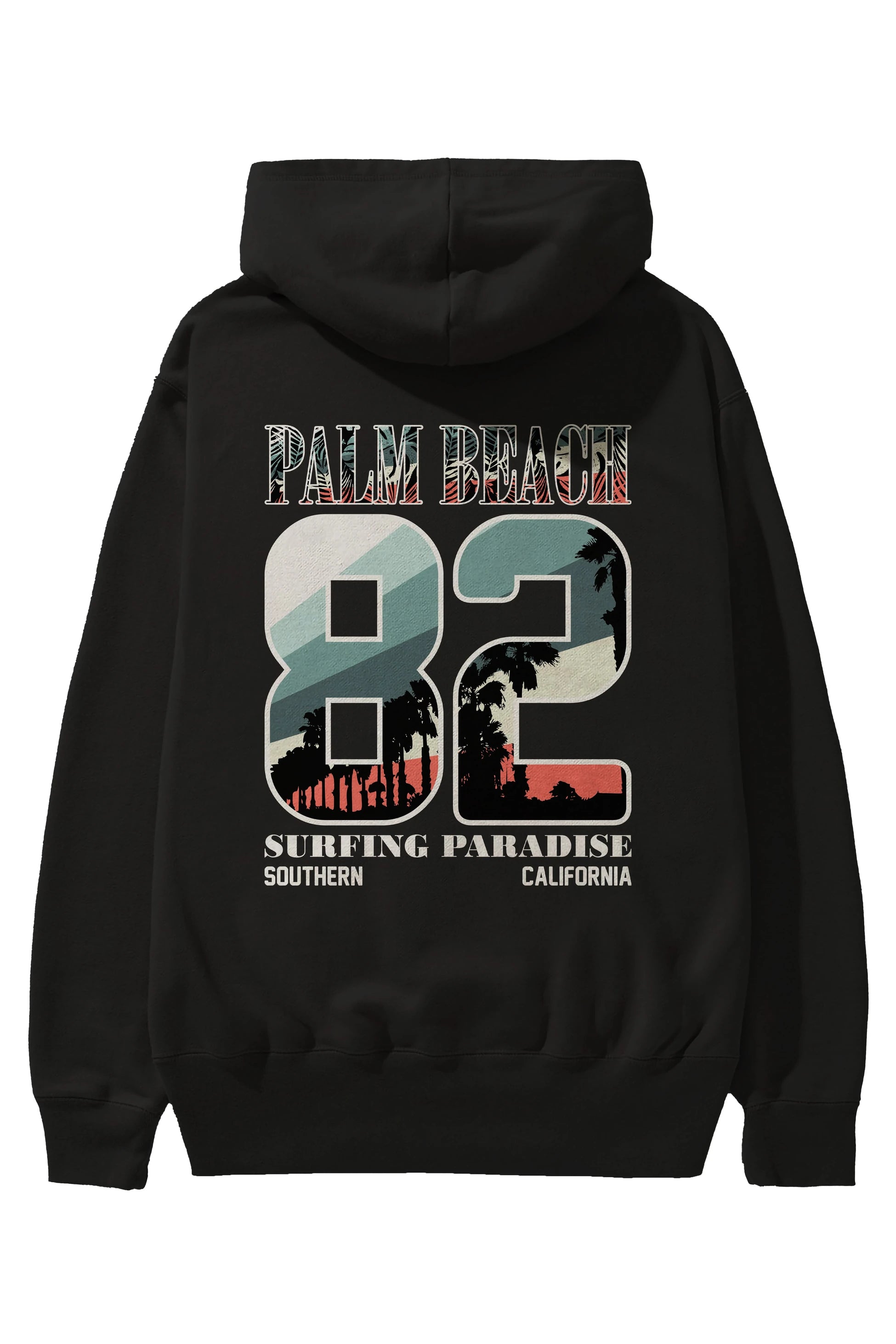 Palm Beach 82 Arka Baskılı Hoodie Oversize Kapüşonlu Sweatshirt Erkek Kadın Unisex