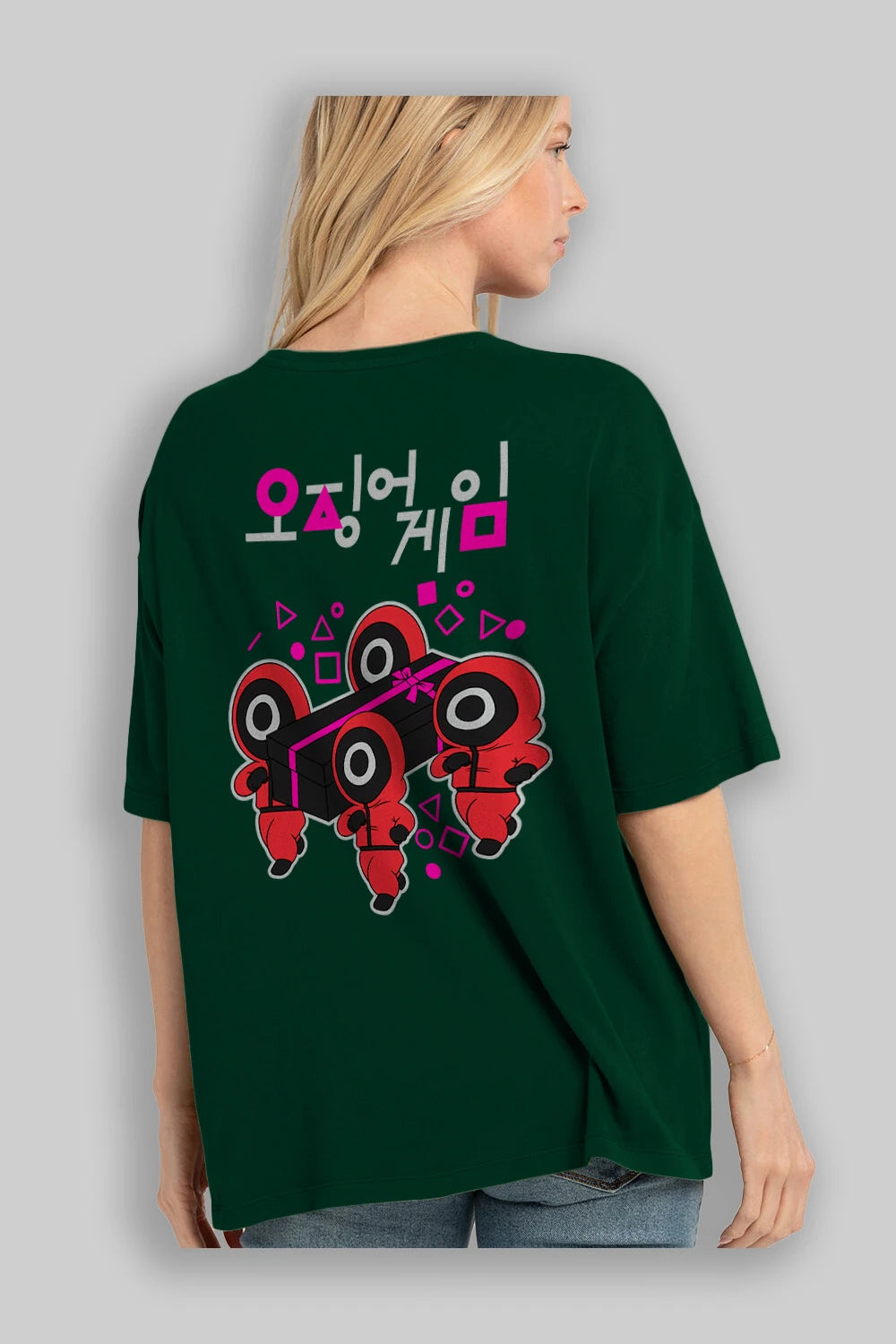 Squid Game (6) Arka Baskılı Oversize t-shirt Erkek Kadın Unisex %100 Pamuk Bisiklet Yaka tişort