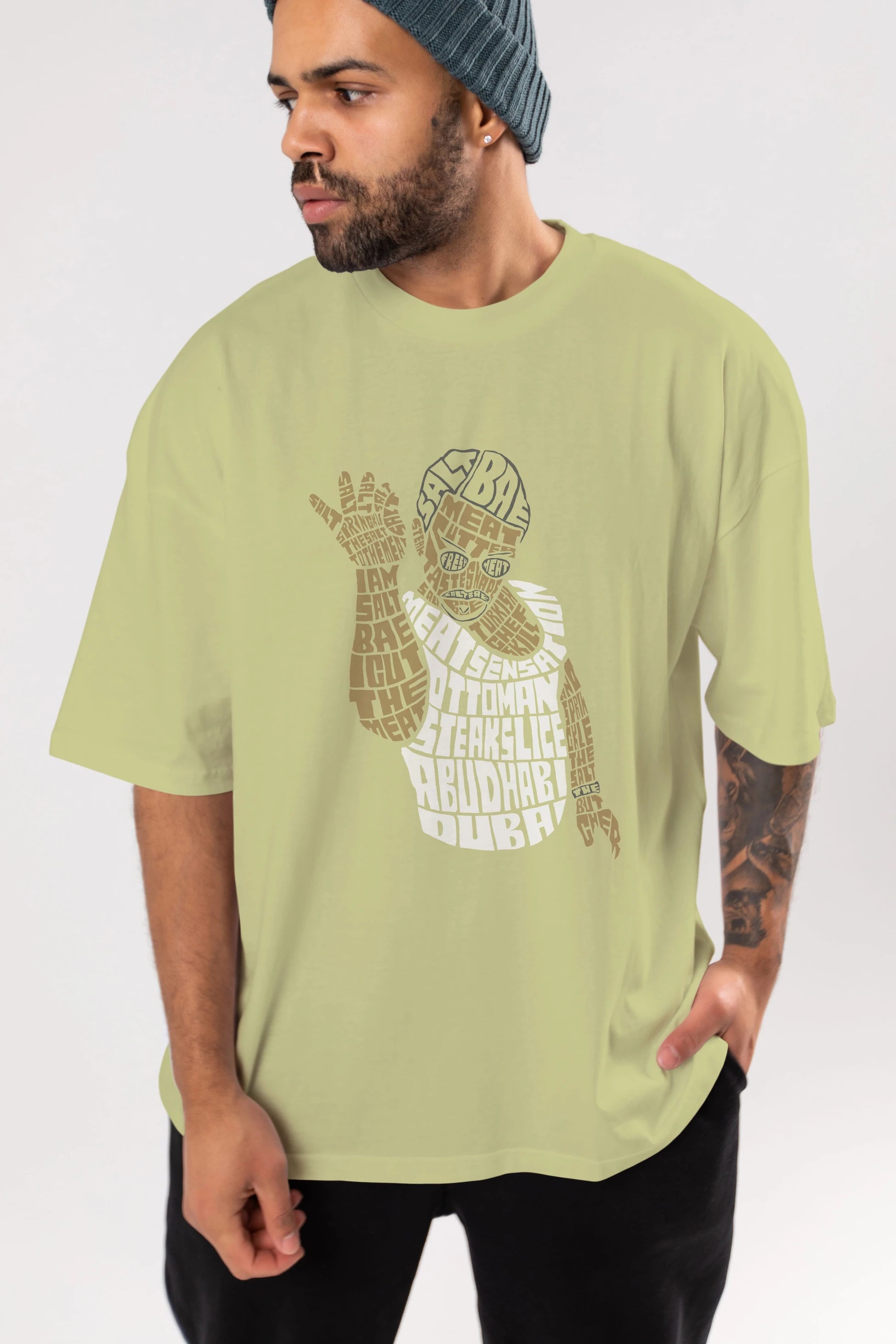 Salt Bae Ön Baskılı Oversize t-shirt %100 pamuk Erkek Kadın Unisex