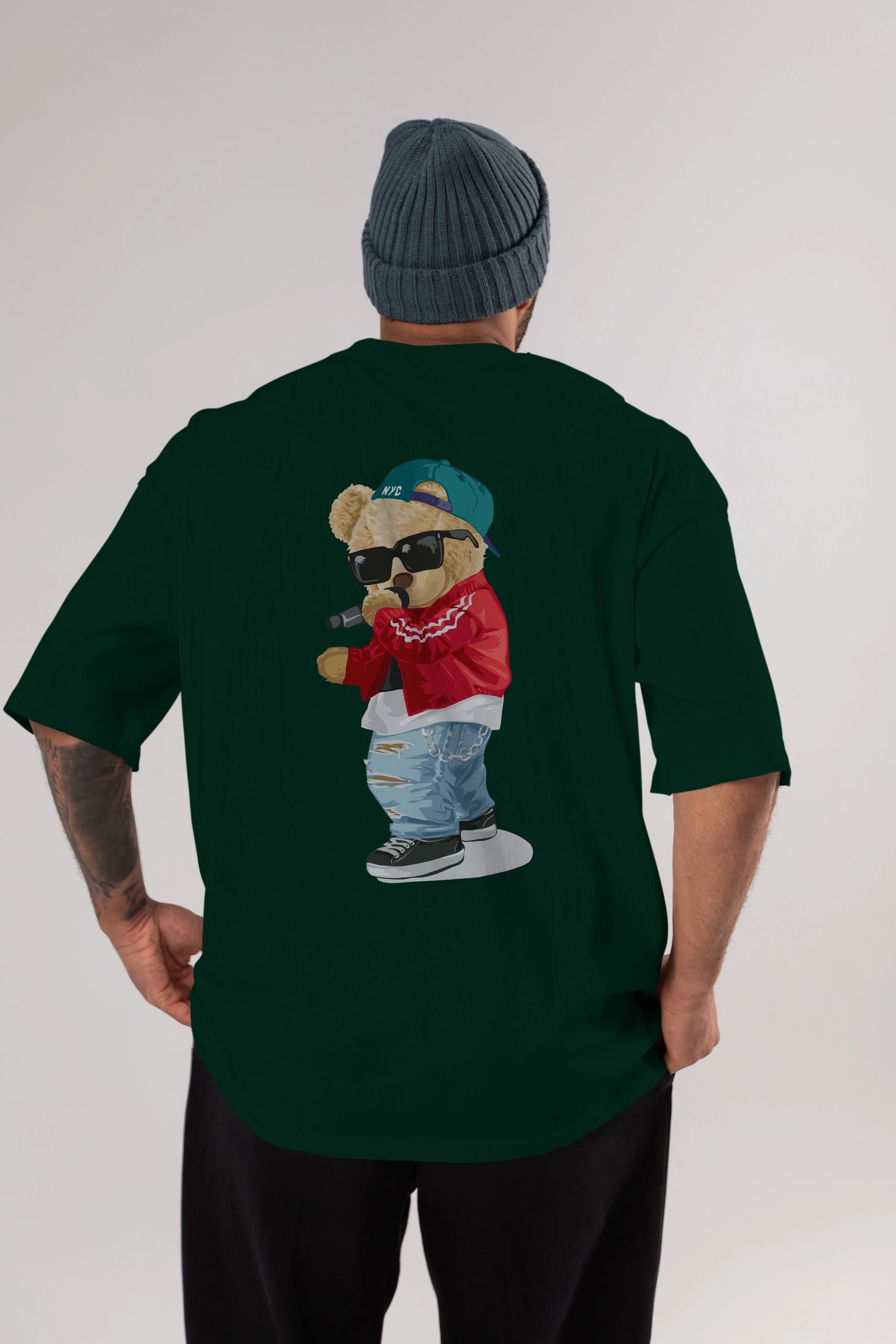 Teddy Bear Şarkıcı Arka Baskılı Oversize t-shirt Erkek Kadın Unisex %100 Pamuk