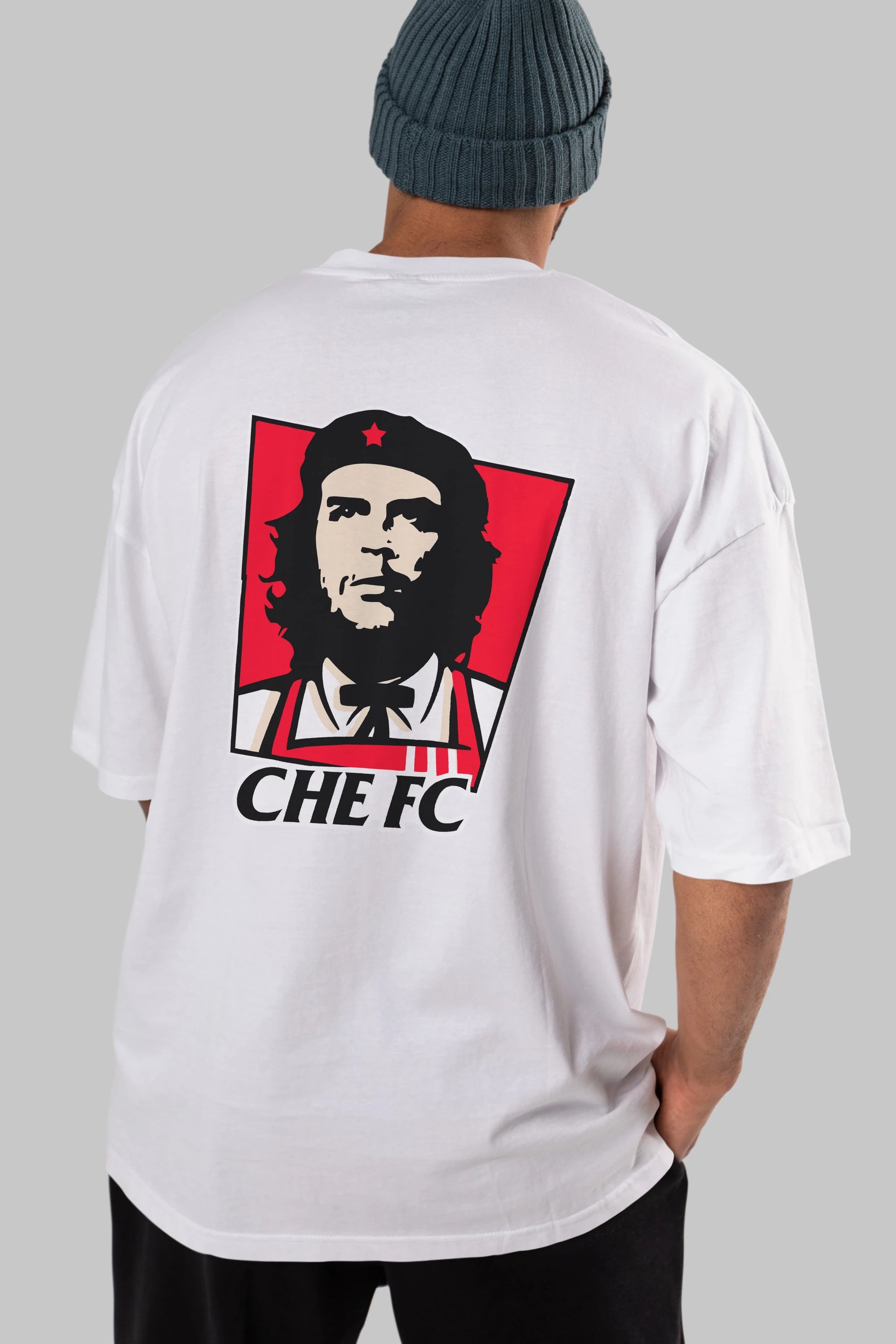 Che FC Arka Baskılı Oversize t-shirt Erkek Kadın Unisex %100 Pamuk Bisiklet Yaka tişort
