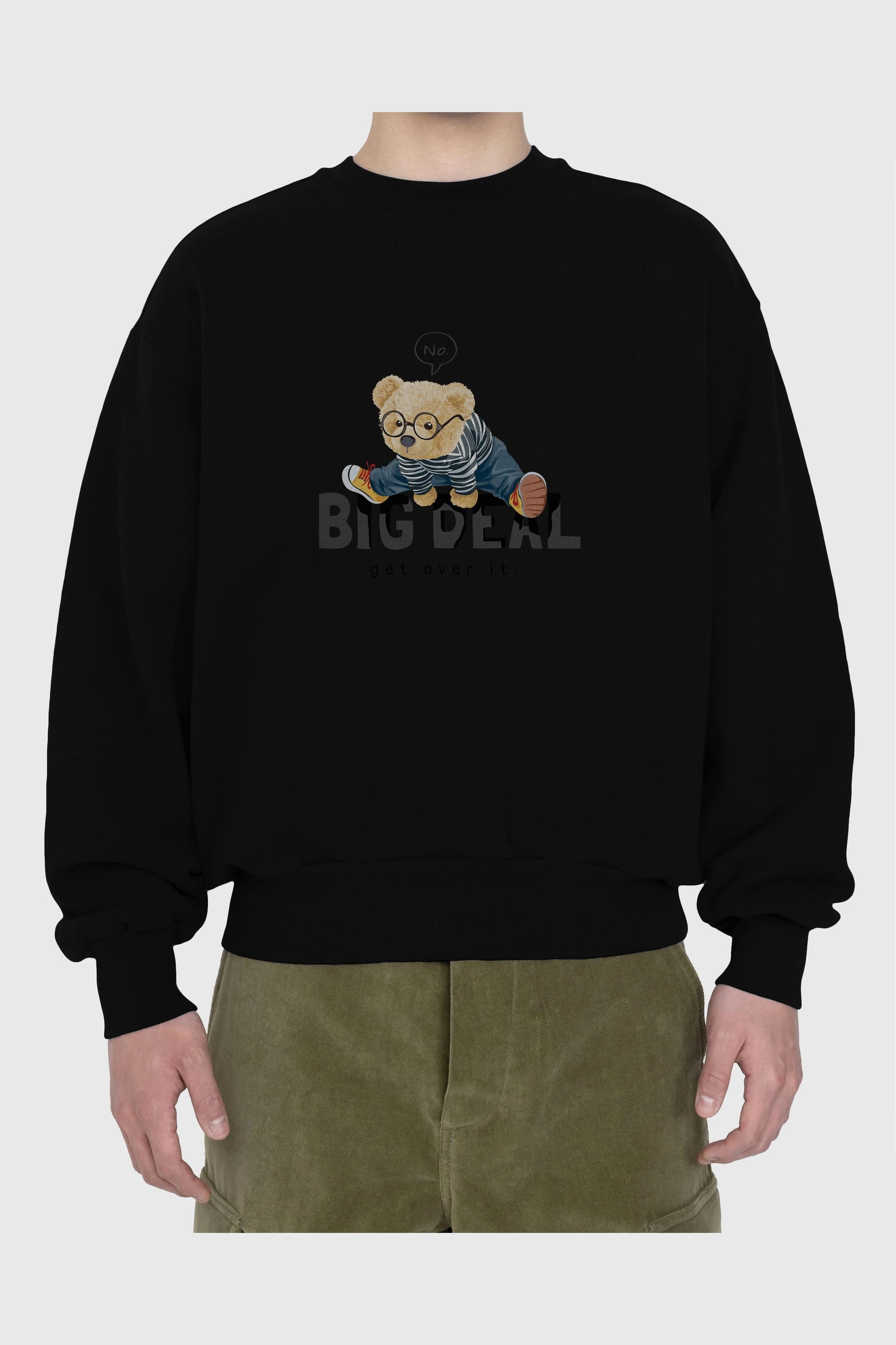 Teddy Bear Big Deal Ön Baskılı Oversize Sweatshirt Erkek Kadın Unisex