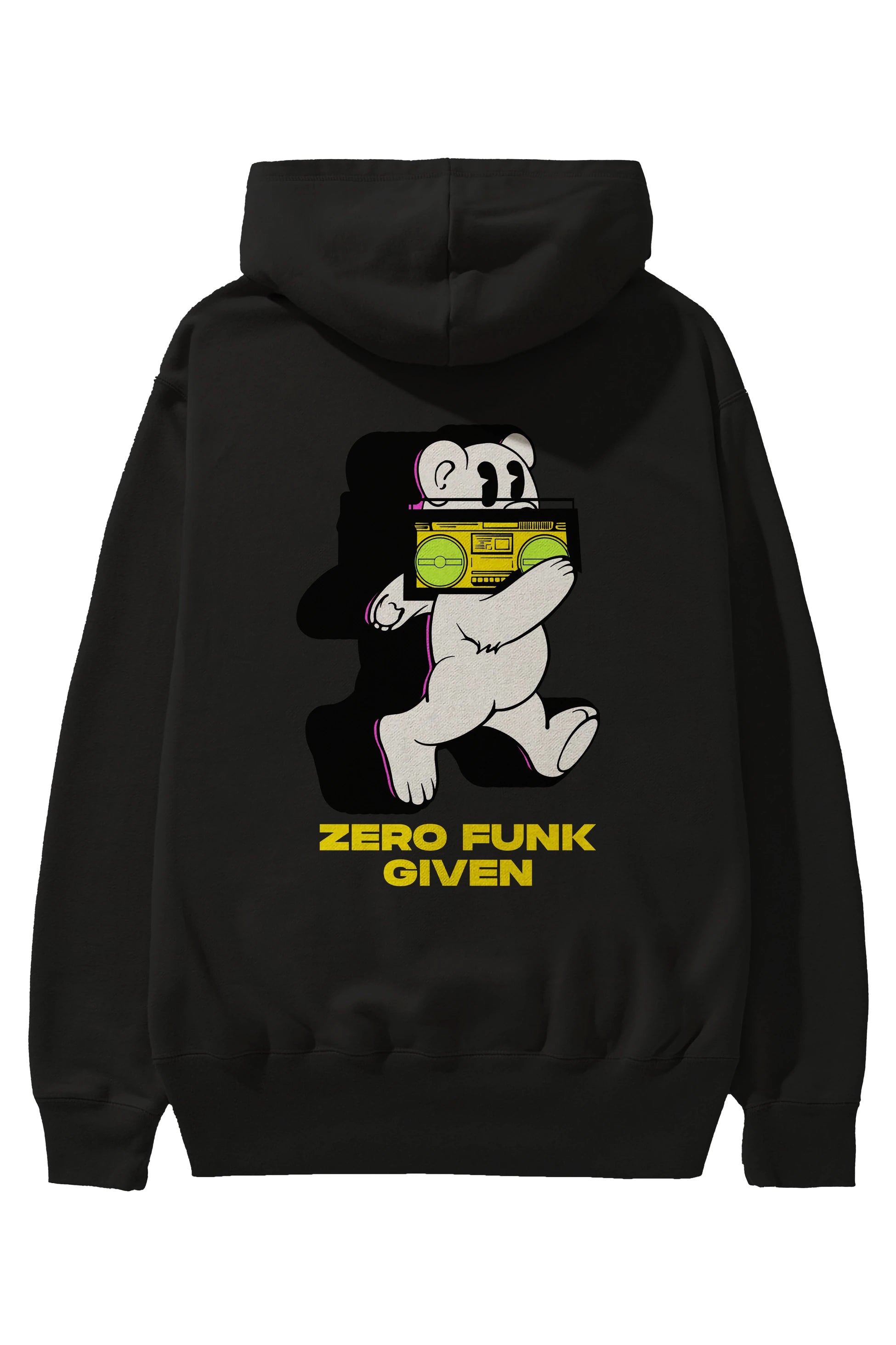 Zero Funk Given Bear Arka Baskılı Hoodie Oversize Kapüşonlu Sweatshirt Erkek Kadın Unisex