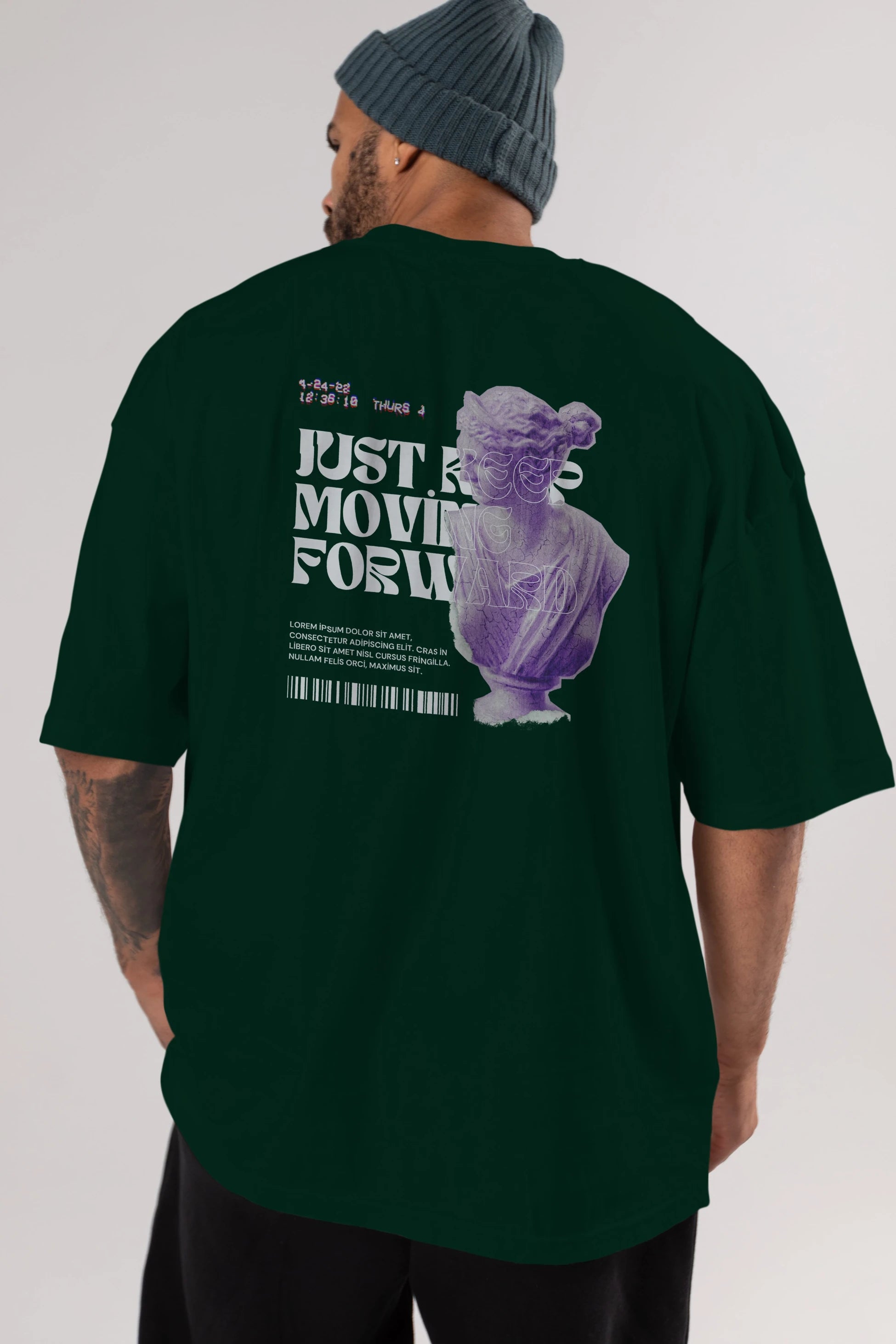 Just Keep Moving Forward Yazılı Arka Baskılı Oversize t-shirt Erkek Kadın Unisex