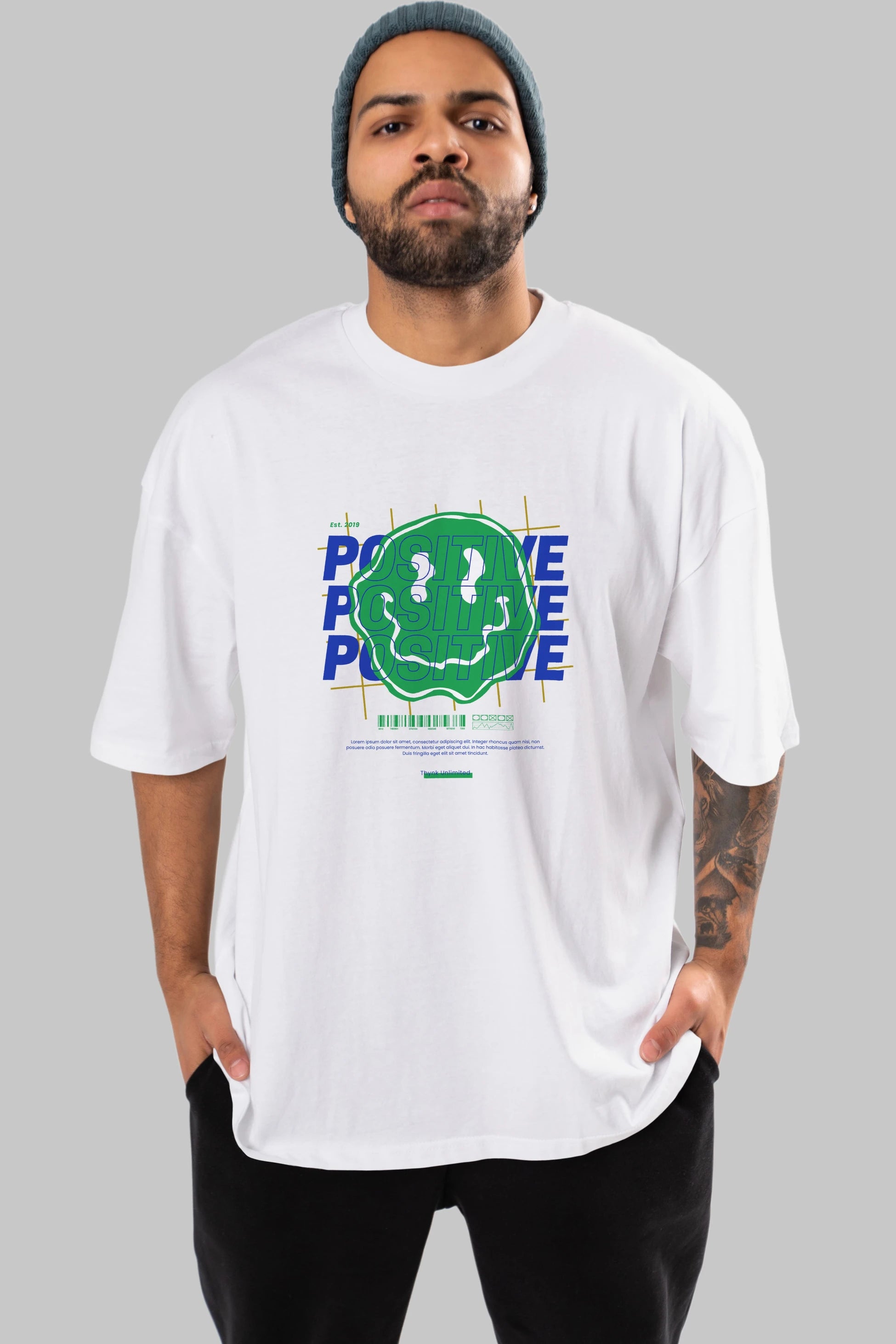 Positive 2 Ön Baskılı Oversize t-shirt Erkek Kadın Unisex