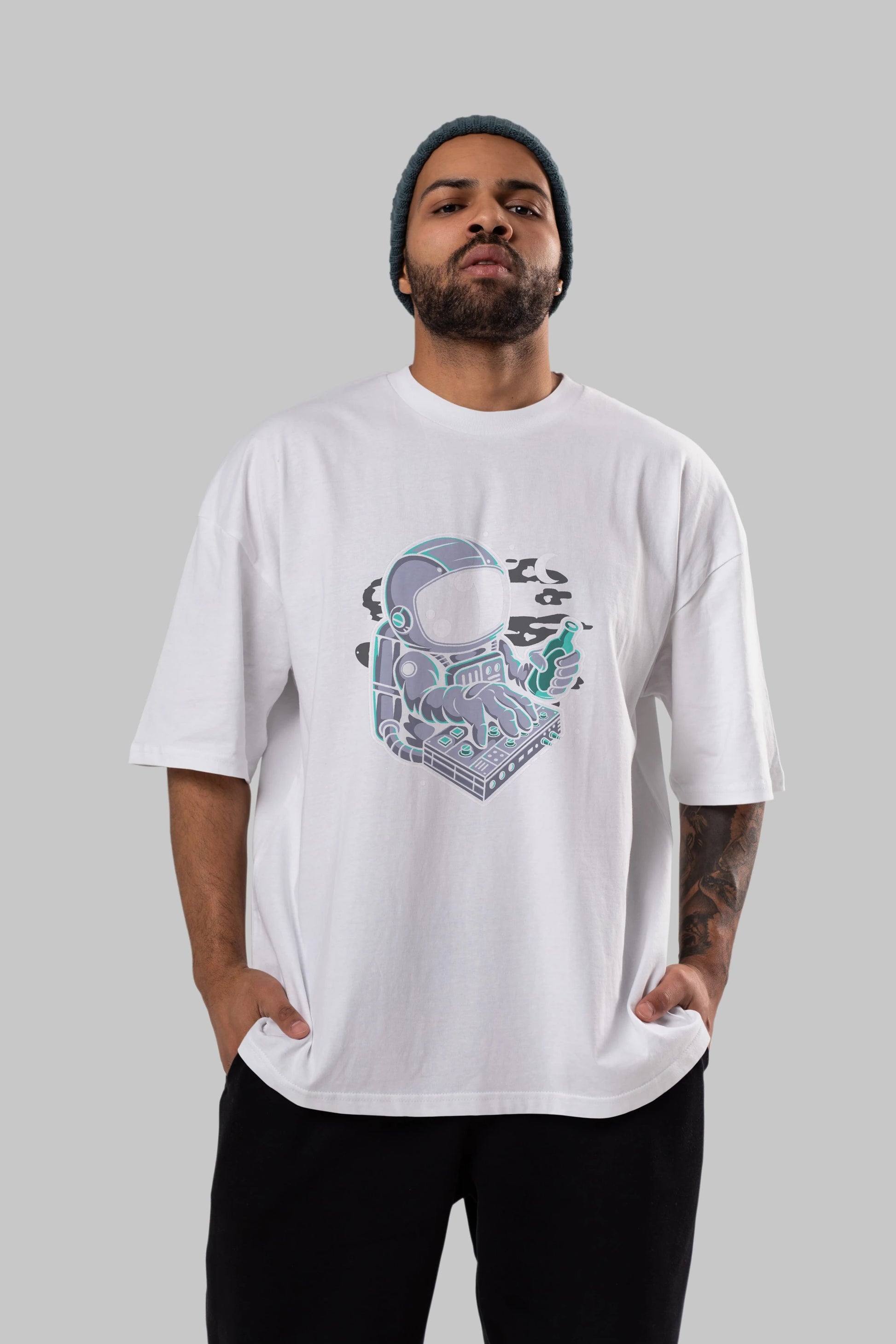 Astronaut Synth Ön Baskılı Oversize t-shirt Erkek Kadın Unisex