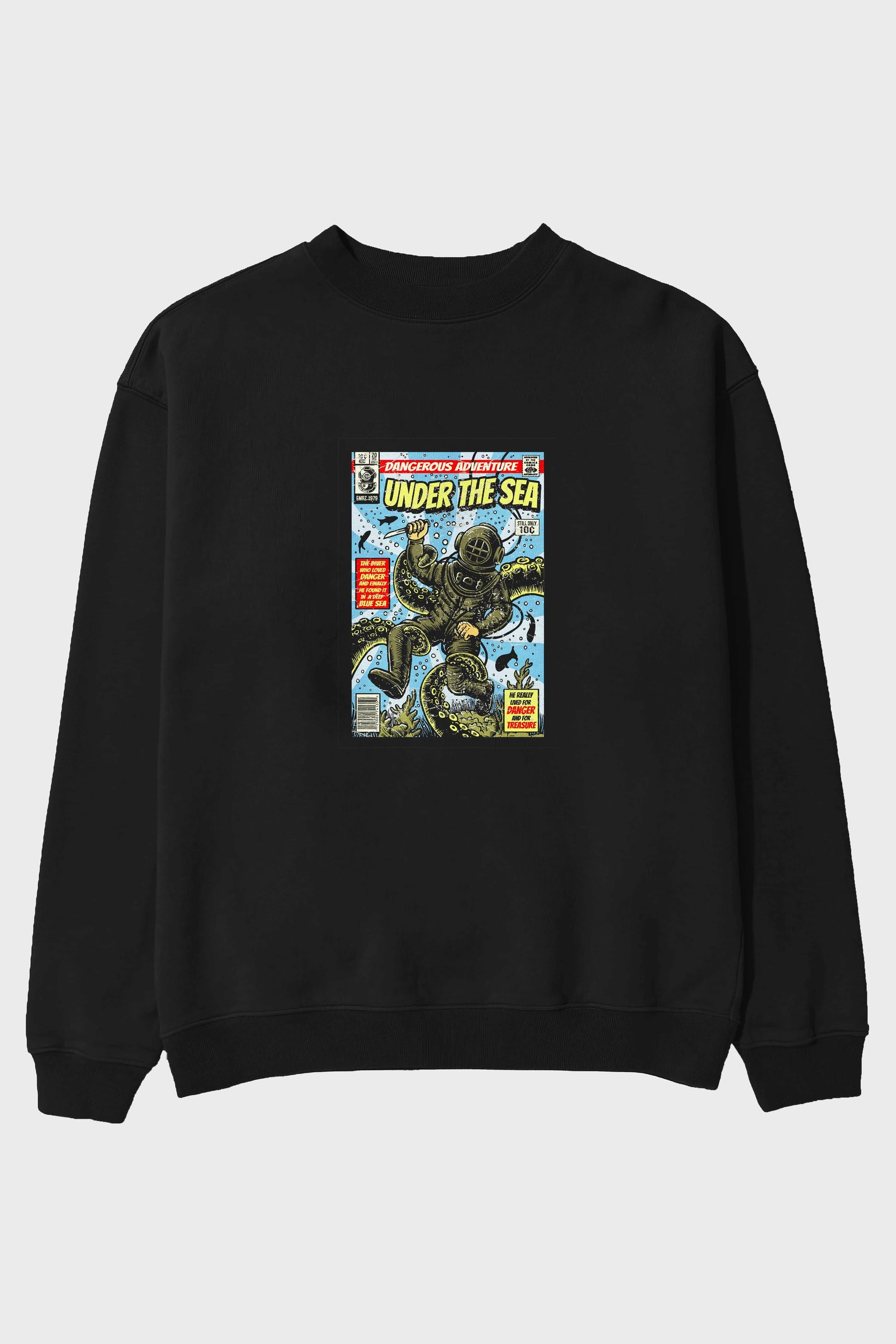 Under The Sea Ön Baskılı Oversize Sweatshirt Erkek Kadın Unisex