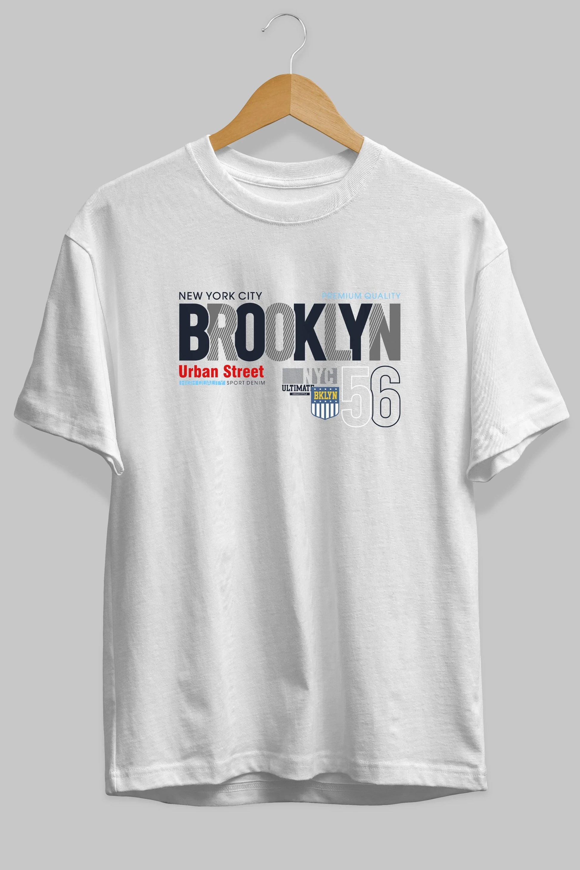 Brooklyn 56 Ön Baskılı Oversize t-shirt Erkek Kadın Unisex