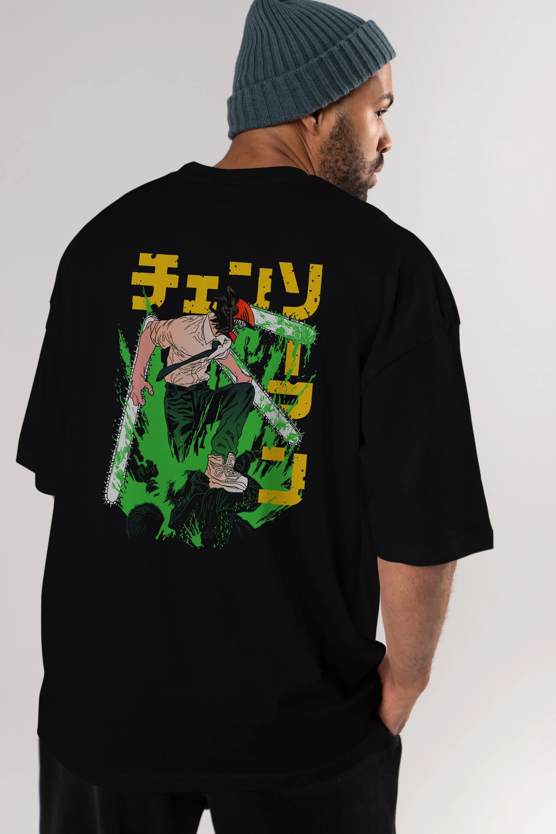 CHAINSAWMAN DENJI Anime Arka Baskılı Oversize t-shirt Erkek Kadın Unisex