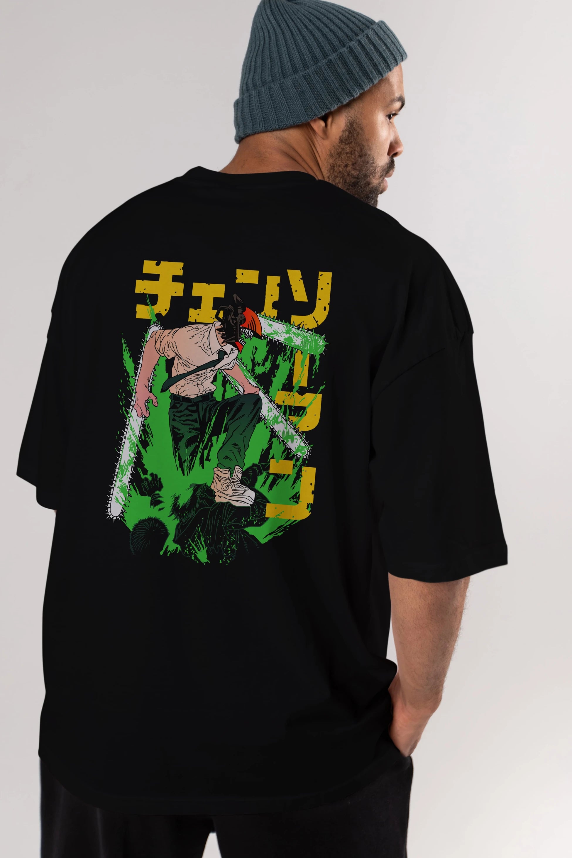 CHAINSAWMAN DENJI Anime Arka Baskılı Oversize t-shirt Erkek Kadın Unisex