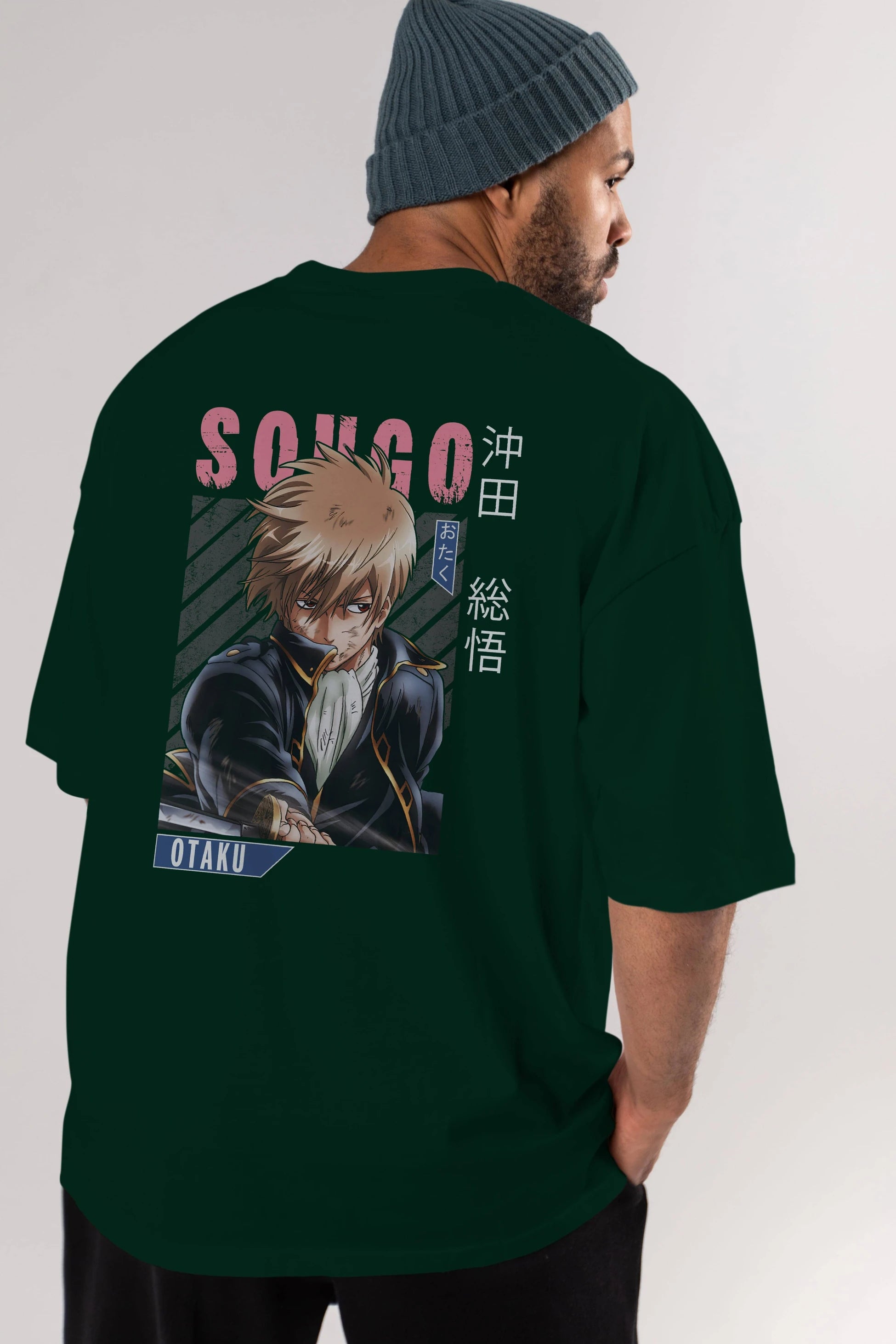Sougo Okita GINTAMA Anime Arka Baskılı Oversize t-shirt Erkek Kadın Unisex