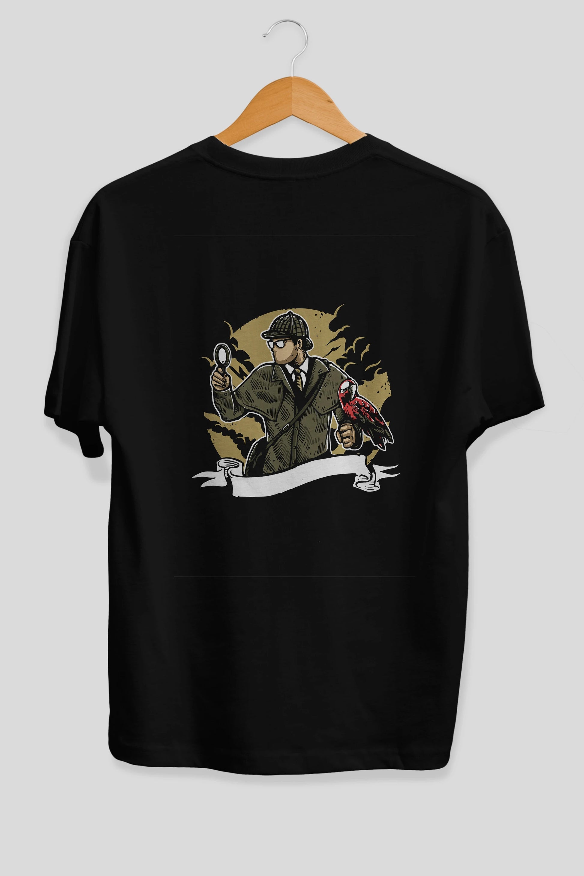 Sherlock Holmes Arka Baskılı Oversize t-shirt Erkek Kadın Unisex %100 Pamuk