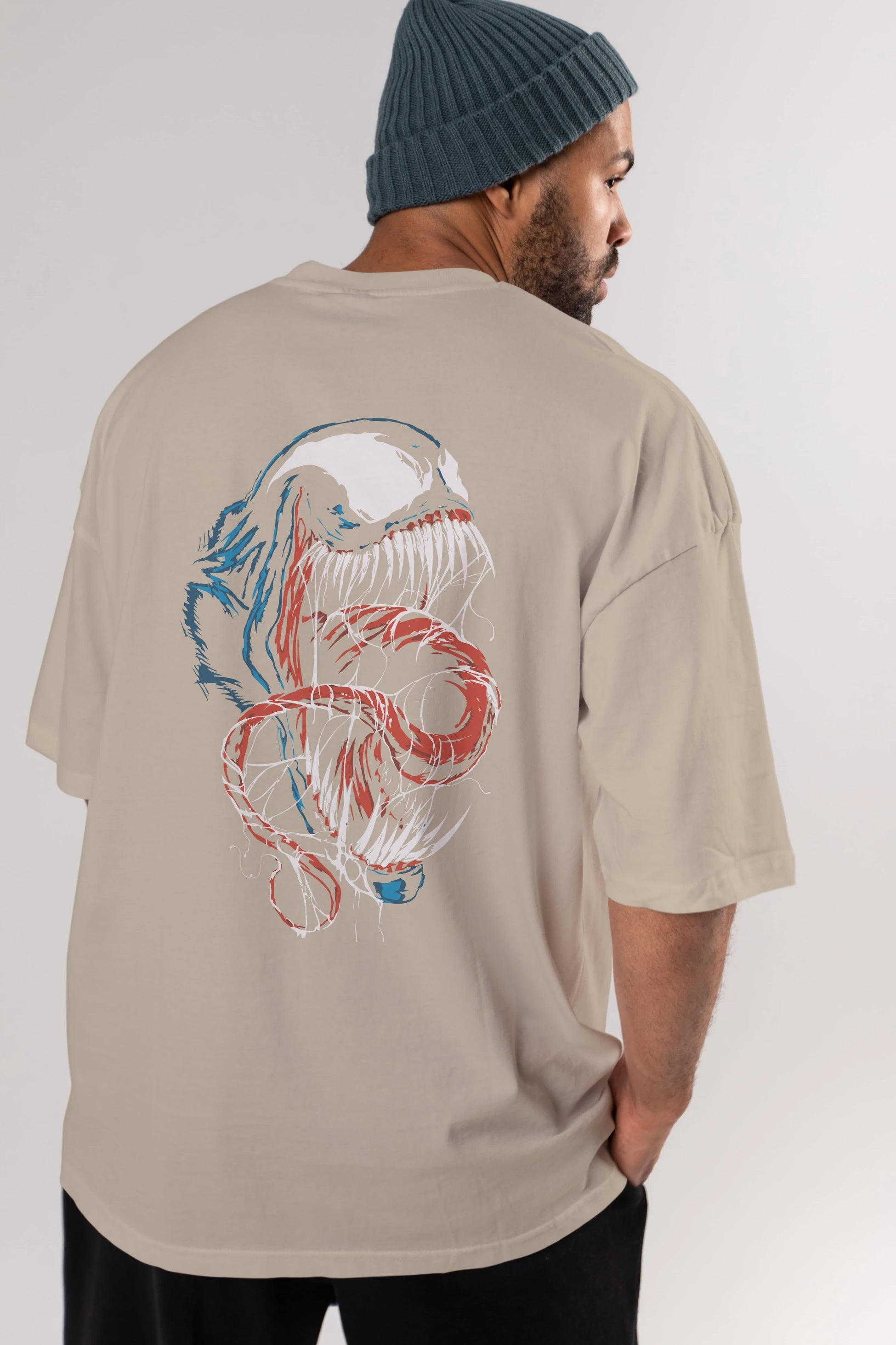 Venom (10) Arka Baskılı Oversize t-shirt Erkek Kadın Unisex %100 Pamuk Bisiklet Yaka tişort