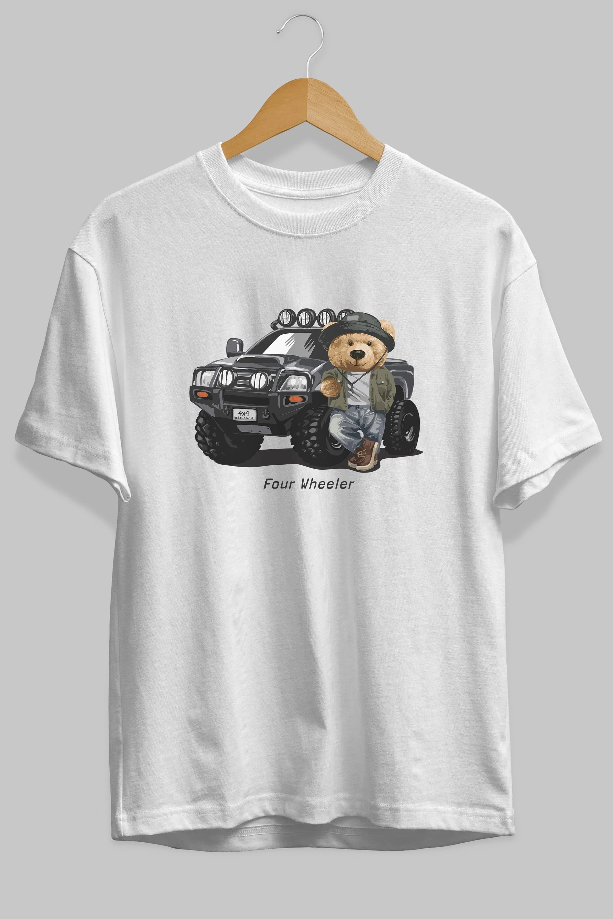 Teddy Bear Off Road Ön Baskılı Oversize t-shirt Erkek Kadın Unisex %100 Pamuk