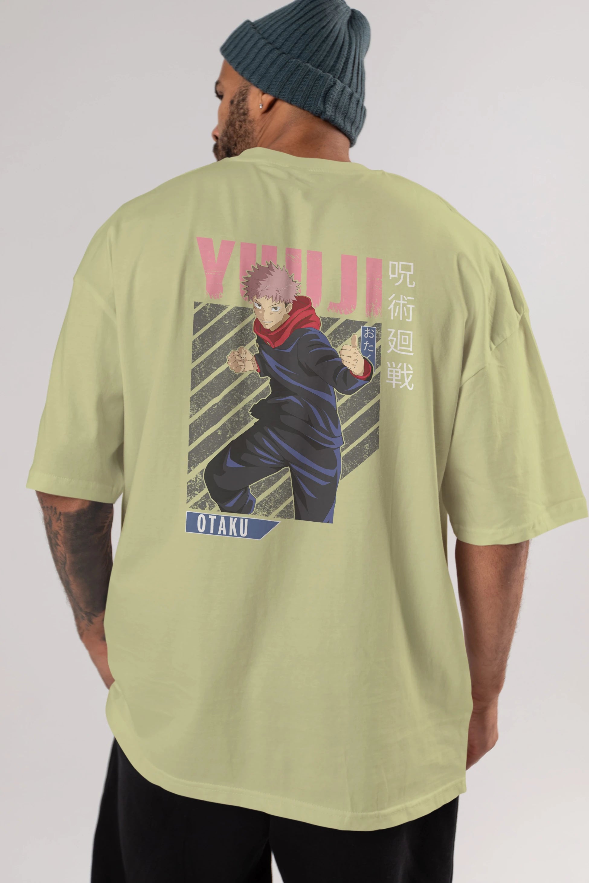 Yuuji Itadori Anime Arka Baskılı Oversize t-shirt Erkek Kadın Unisex