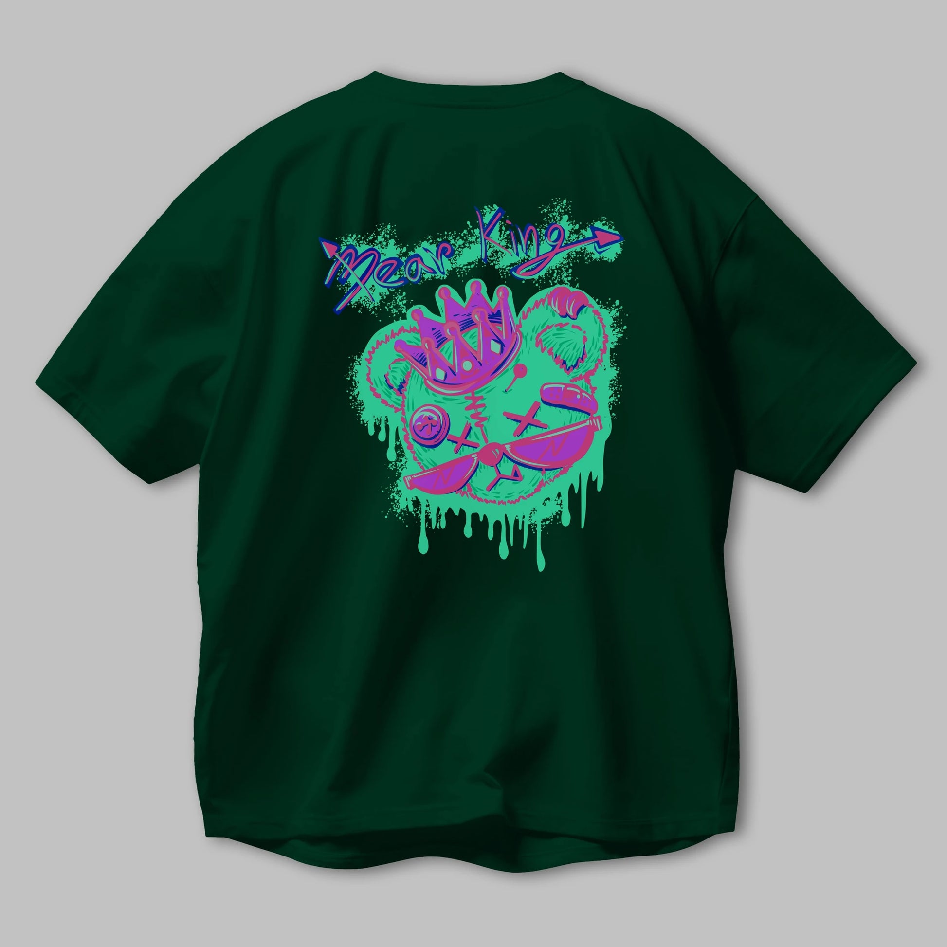 Bear King Arka Baskılı Oversize t-shirt Erkek Kadın Unisex