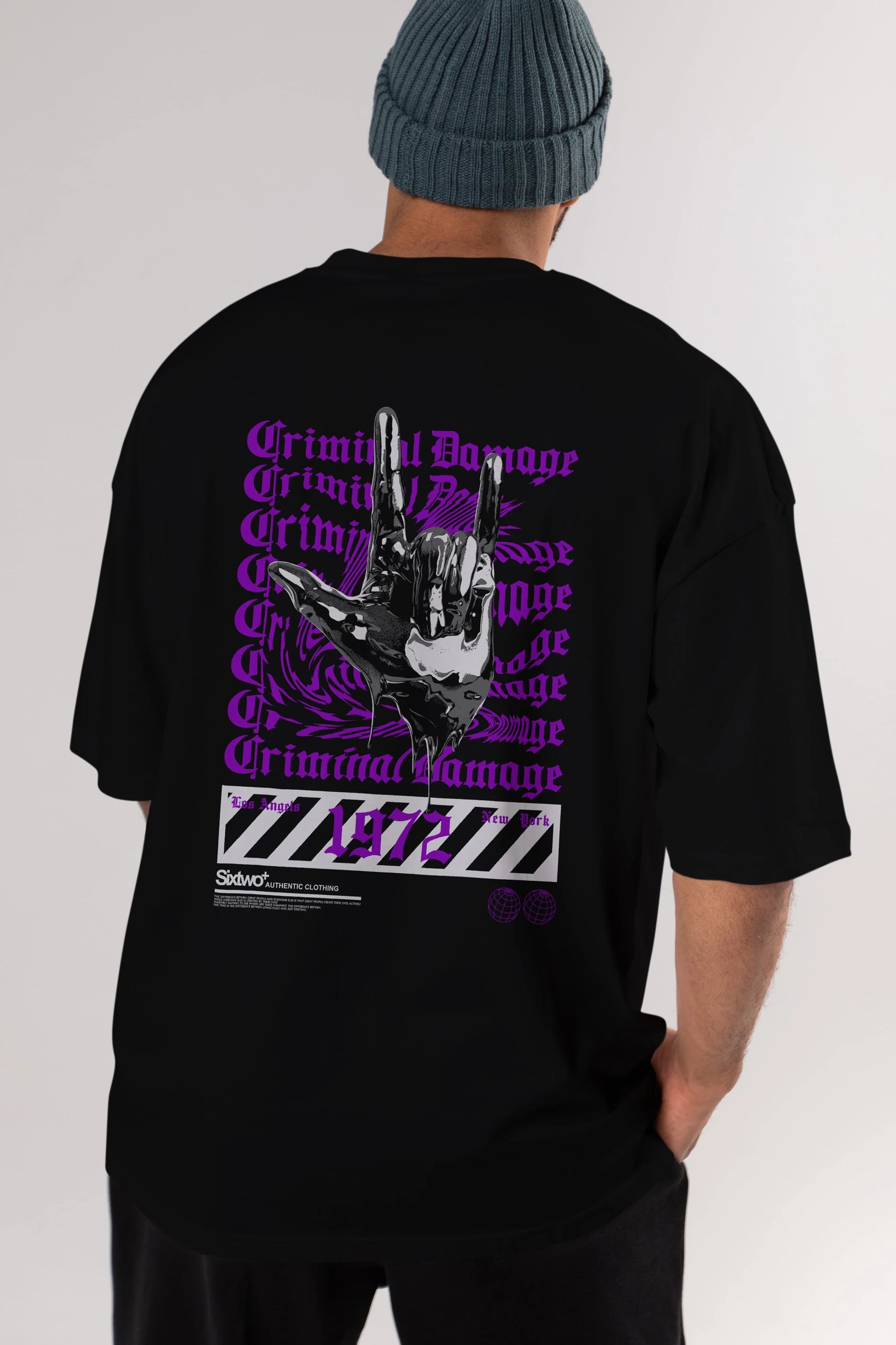 Criminal Damage 2 Arka Baskılı Oversize t-shirt Erkek Kadın Unisex